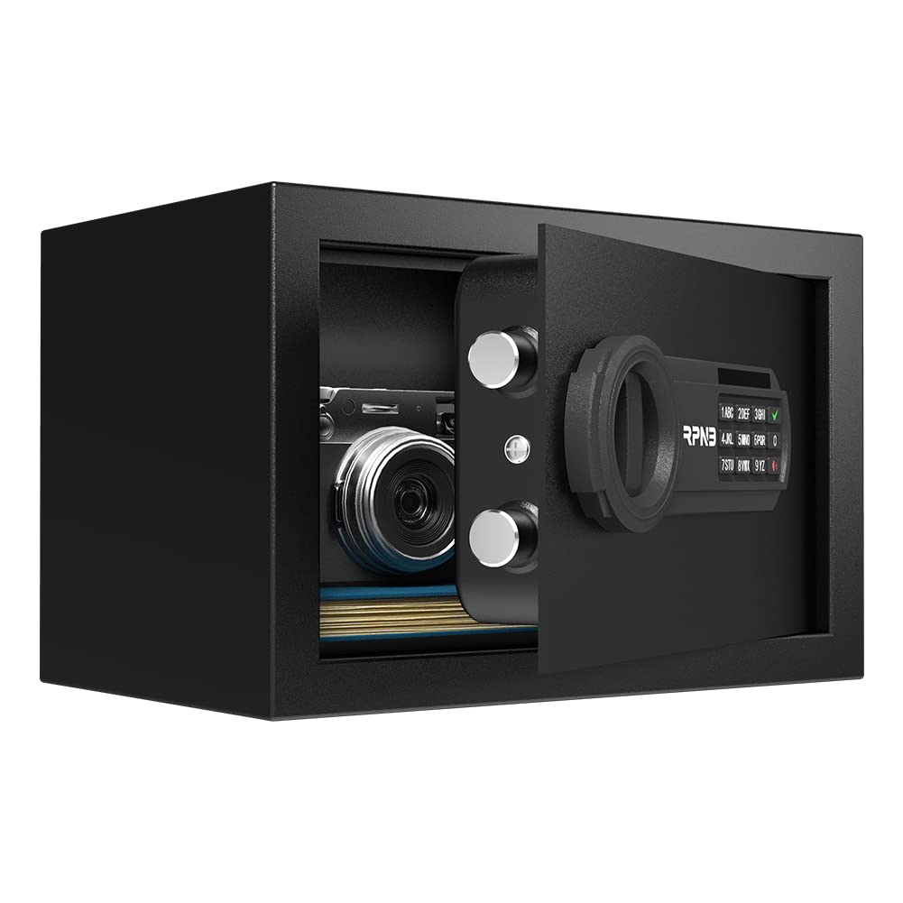 RPNB Deluxe Digital Keypad Safe Box - Steel Alloy Money Lock Box with Secure Keypad Lock for Jewelry, Cash & Valuables | Ideal for Home, Office, Hotel & Business Security Storage