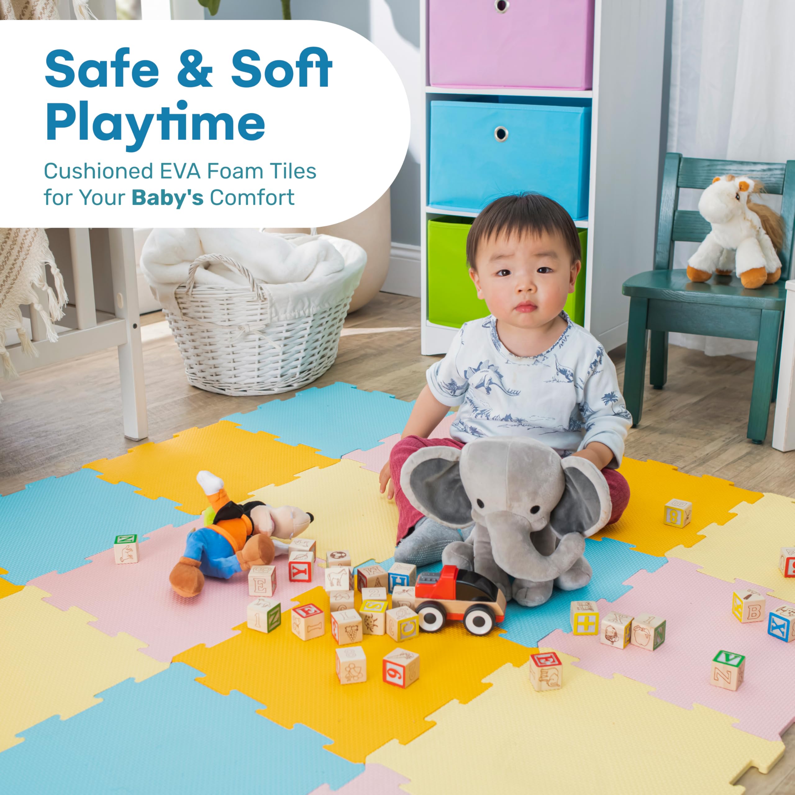 Enovoe Non-Toxic Foam Play Mats for Kids & Babies - 12