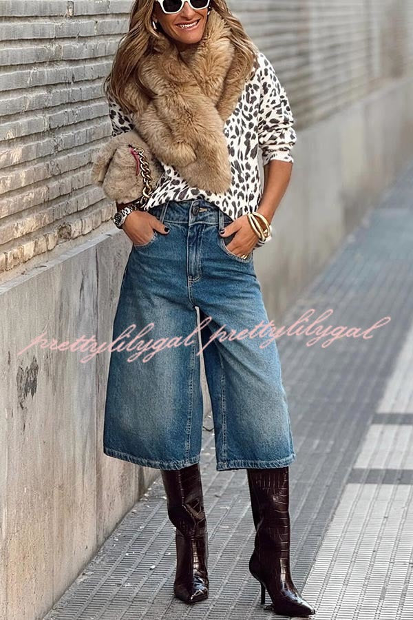 Stylish Denim Wide Leg Bermuda Shorts with Pockets - Comfortable Casual Wear for Women | Perfect for Summer, Beach, and Everyday Outfits