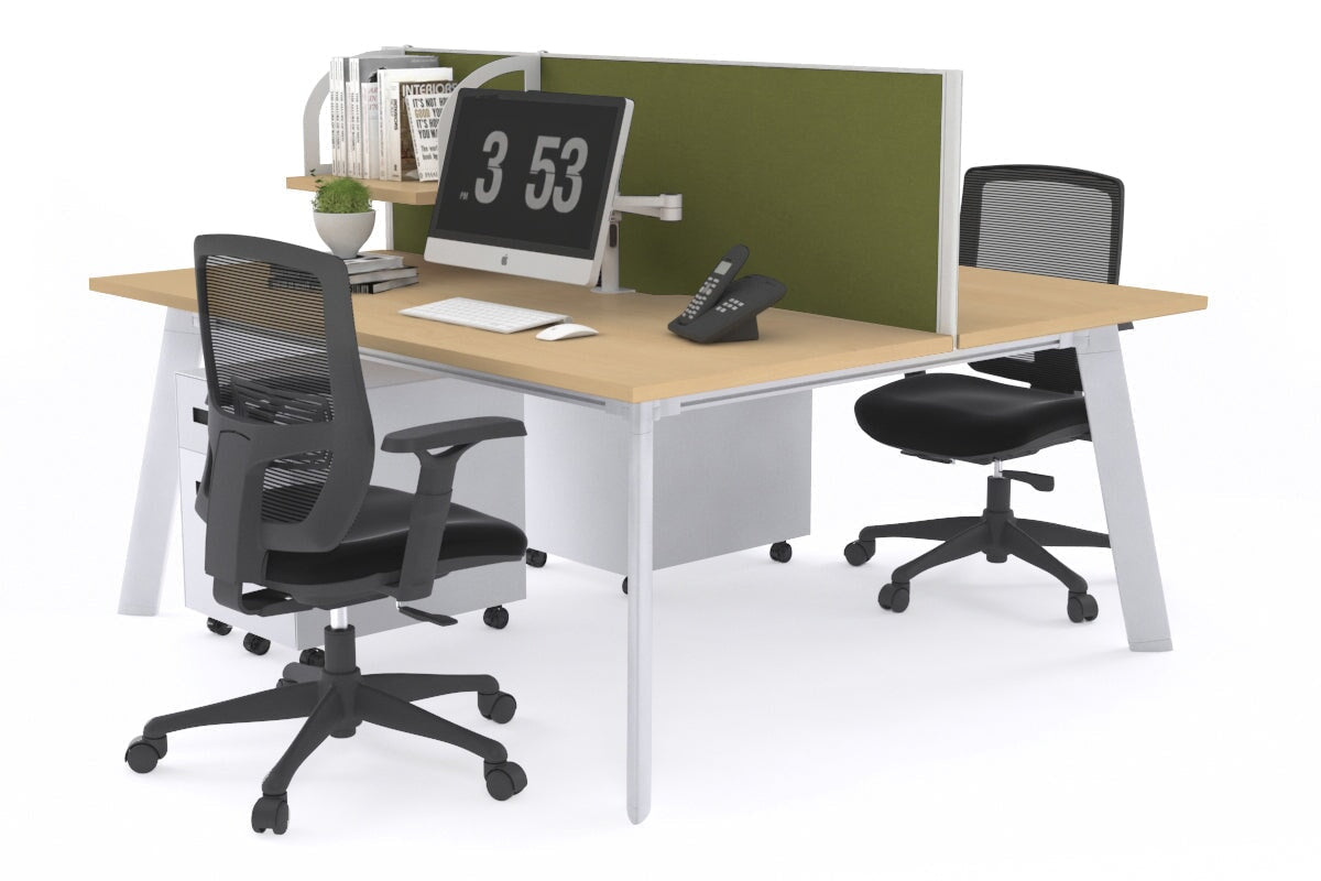 2-Person Workstation with White Frame - 1800L x 700W - Perfect for Office, Home Office, and Collaborative Workspaces