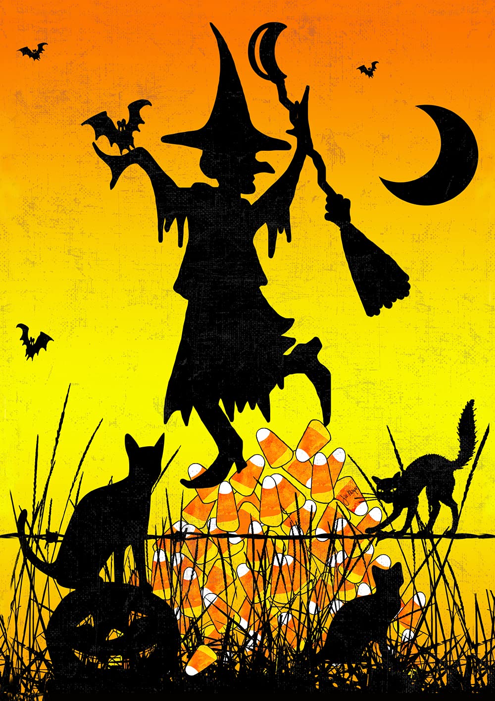 Toland Home Garden 109412 Candycorn Witch 28 x 40 Inch Halloween Decorative House Flag - Perfect for Outdoor Fall Decor & Front Yard Halloween Display