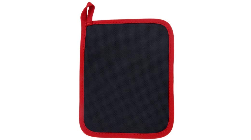 Heat Resistant Red Polyester/Rubber Pot Holder Set of 2 - Non-Slip Grip & Hanging Loop for Safe Cooking - Perfect for Baking, Grilling, and Handling Hot Pans in Kitchen