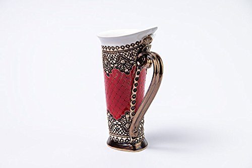 Handmade Ceramic Mug - Unique Red Coffee & Tea Cup for Home, Office, or Gifts | Durable Pottery Drinking Mug for Daily Use, Breakfast, or Relaxation