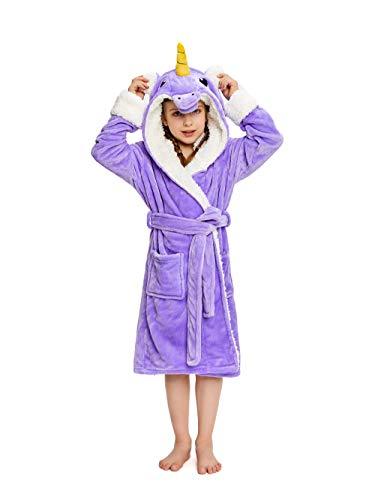 Soft & Cozy Princess Unicorn Bathrobe for Kids - Pink Fluffy Hooded Robe with Ears & Tail - Perfect for Bath Time, Spa Day & Dress-Up Play