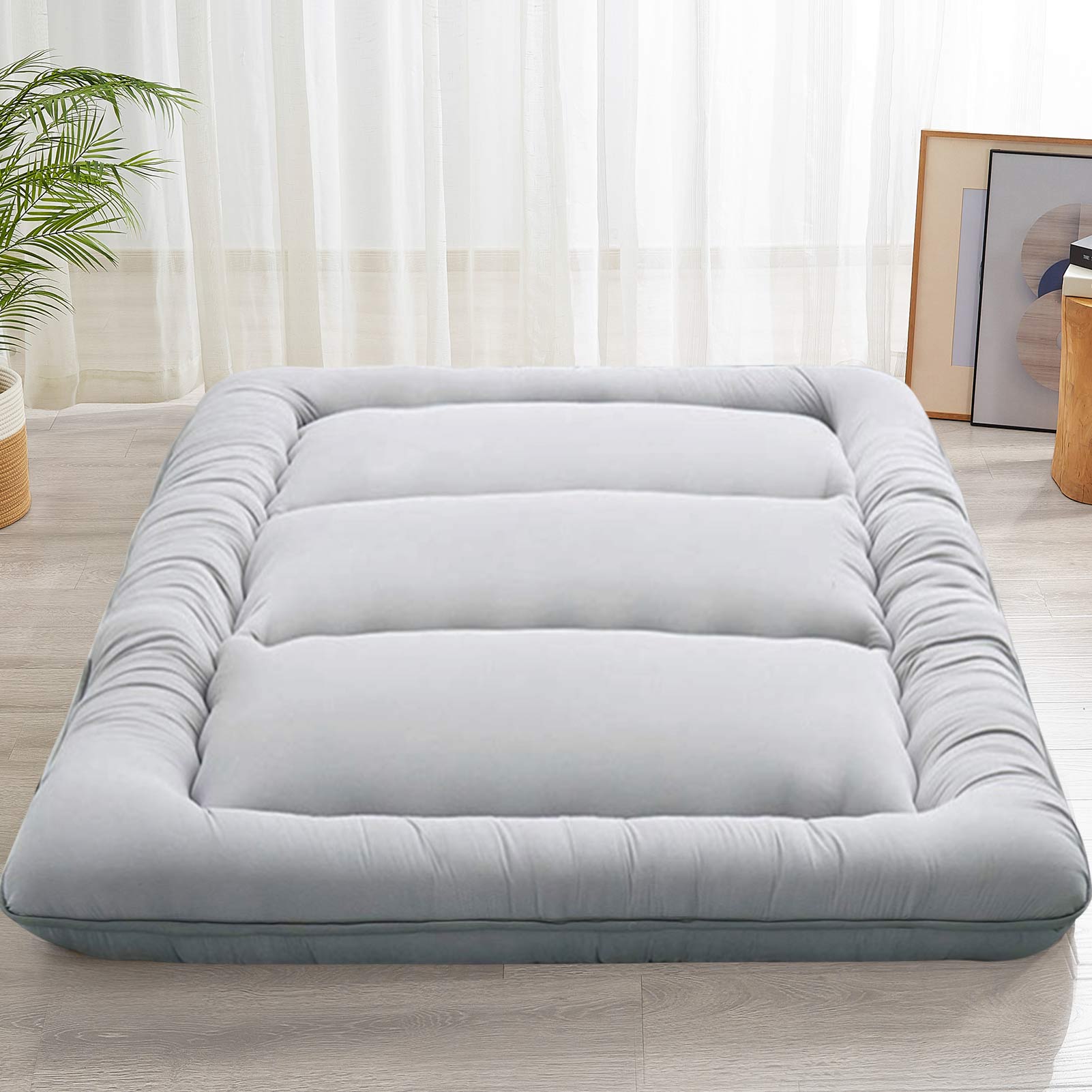 MAXYOYO 6-Inch Extra Thick Japanese Floor Futon Mattress - Premium Comfort for Small Spaces, Guest Rooms & Studio Apartments - Breathable Grey Sofa Bed Mattress for Sleeping, Lounging & Meditation