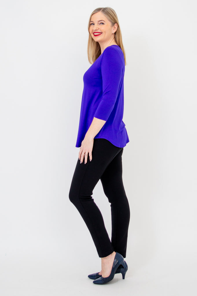 Jackie 3/4 Sleeve Bamboo V-Neck Blouse - Soft Violet Womens Top for Work & Casual Wear | Breathable Bamboo Fabric for Office & Everyday Outfits