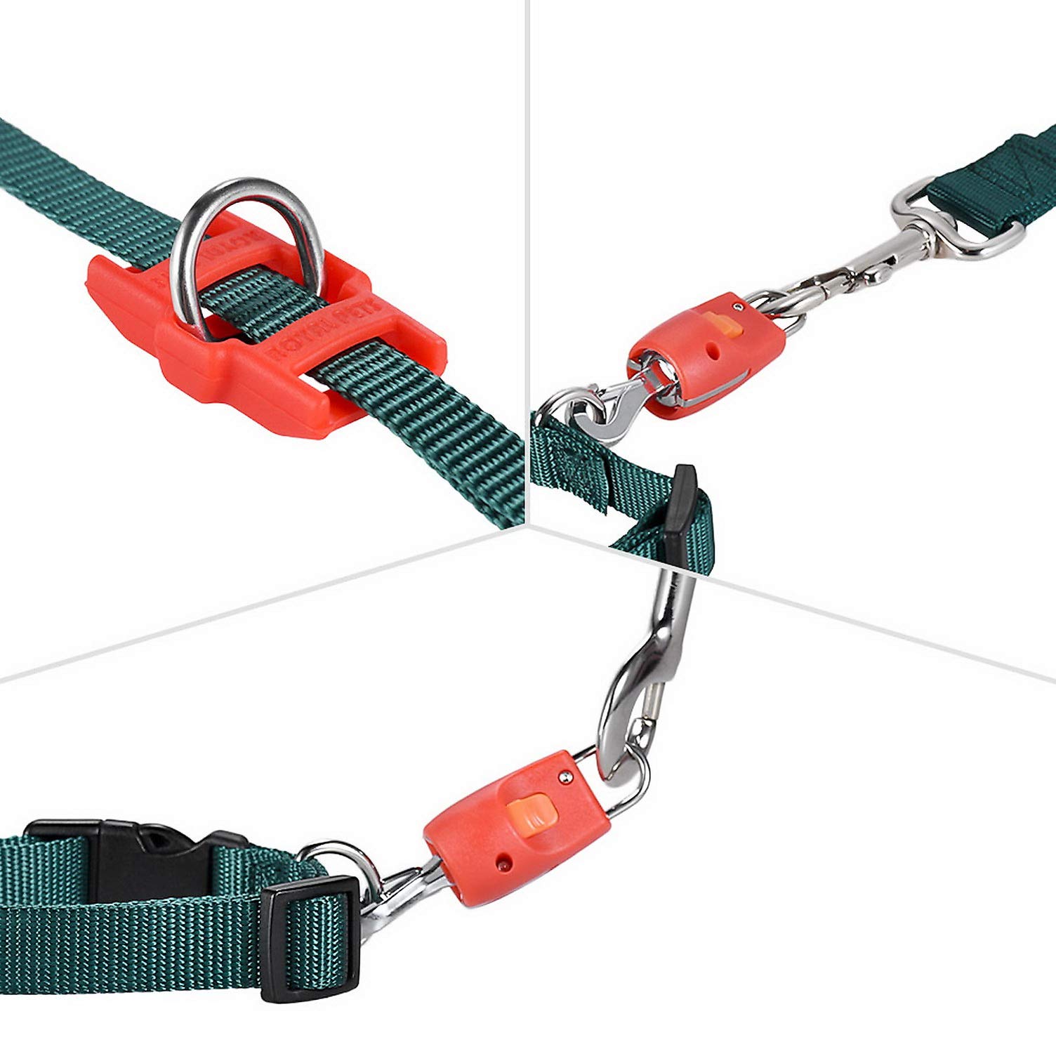 Ranphy Magnetic Dog Leash Connector - One Touch Automatic Lock & Release, Stainless Steel Harness Clip for Outdoor Walking, Training, Hiking & Running (Red) | Secure Fastener for Collars & Pet Accessories