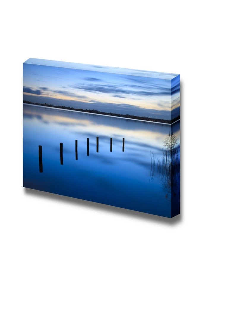 Wall26 Calm Sunrise Over a Lake with Clouds Reflection - Stretched Canvas Wall Art - 32x48 Inches - Perfect for Living Room, Bedroom & Office Decor