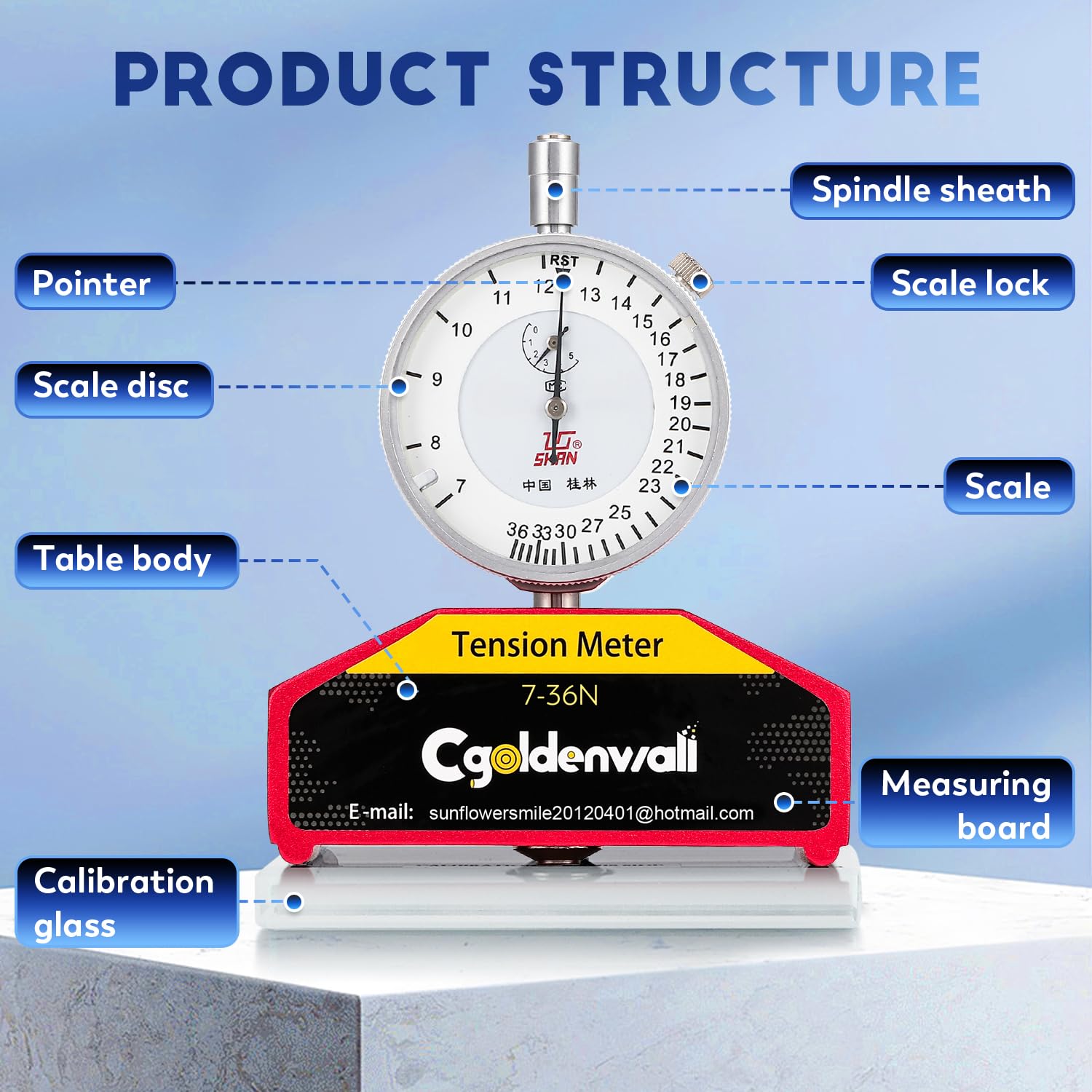 CGOLDENWALL High Precision Silk Screen Printing Tension Meter - Digital Force Gauge Tester (7-36N Newton Measurement) for Screen Printing, Fabric Stretching & Industrial Tension Testing