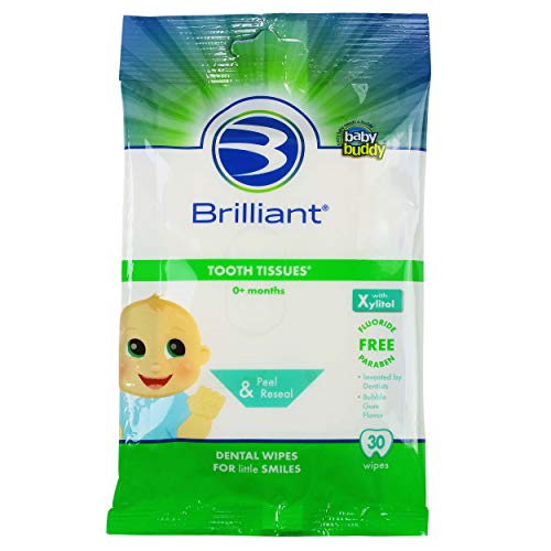 Xylitol Tooth Wipes for Babies & Toddlers - Safe, Fluoride-Free Dental Cleaning Wipes for Oral Health, Bubble Gum Flavor (30 Count) - Perfect for On-the-Go Cleaning & Travel Essentials