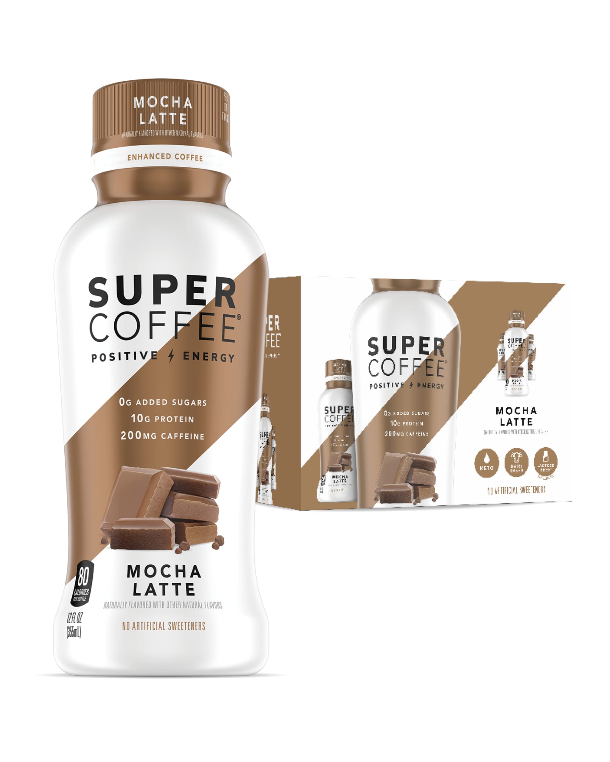 Keto Iced Coffee with 0g Added Sugar, 10g Protein & 80 Calories | Mocha Latte Flavor (12 Fl Oz, 6 Pack) - Soy Free, Gluten Free, Dairy Free | Perfect for Weight Loss, Keto Diet & On-the-Go Energy Boost