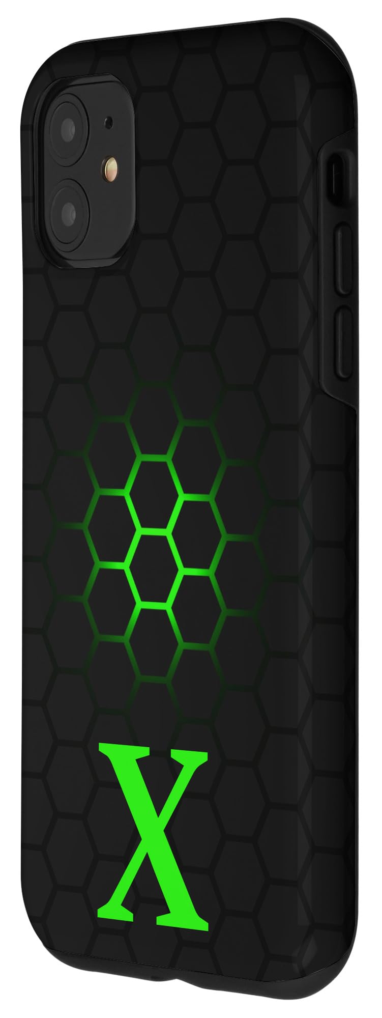 iPhone 11 Lime Green Black Phone Case with Letter X - Green X Initial Case for Daily Protection & Style
