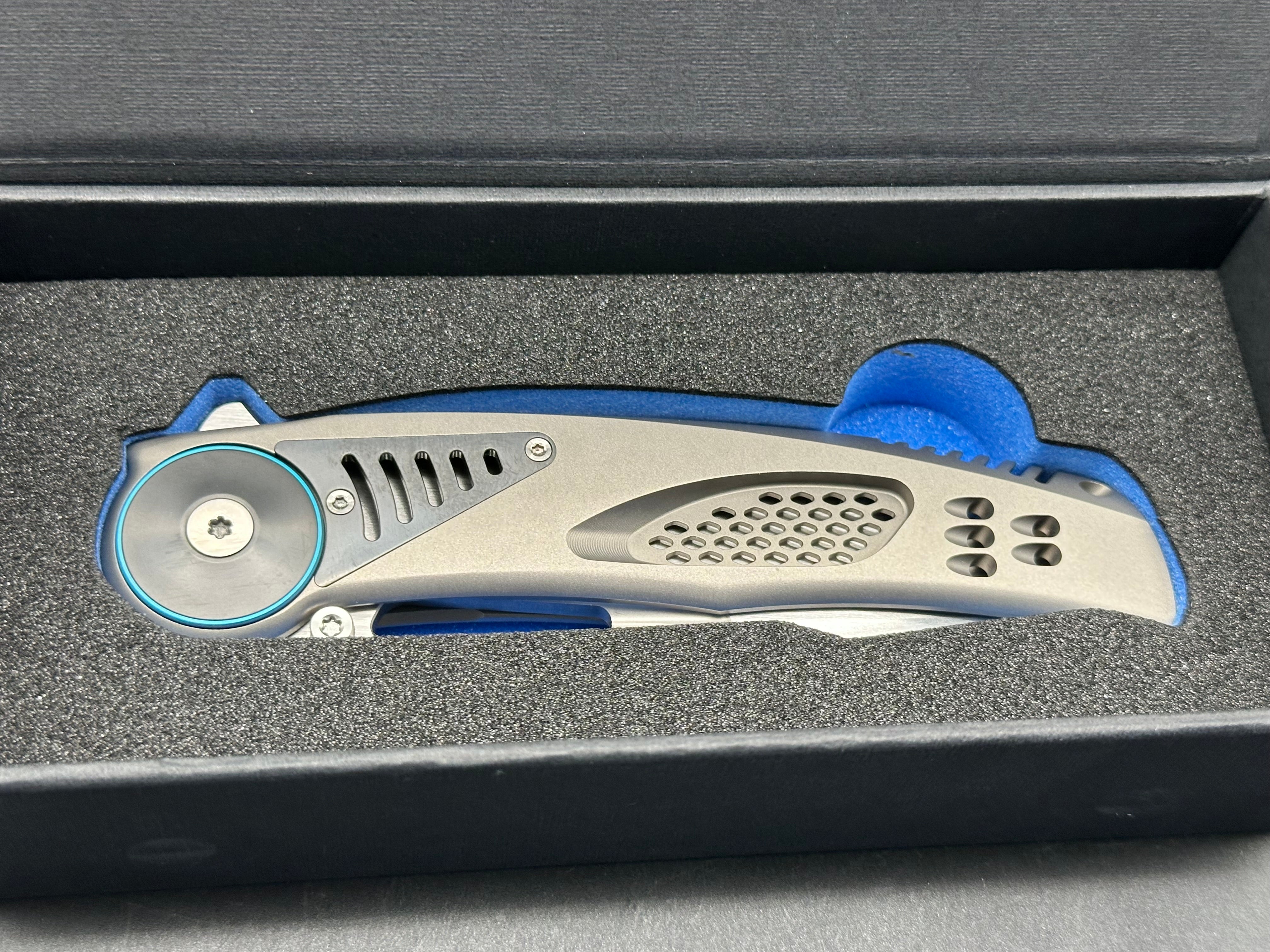 Reate GTR Frame Lock Folding Knife - Titanium Handle with Zirconium Inlay & Ball Bearing Clip (3.6