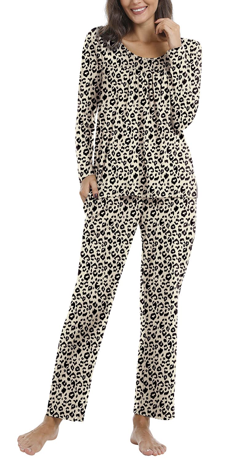 POPYOUNG Women's 2-Piece Fall Pajama Set - Soft Lounge Sleepwear with Pockets - Cozy Pjs for Sleeping, Relaxing & Home Comfort