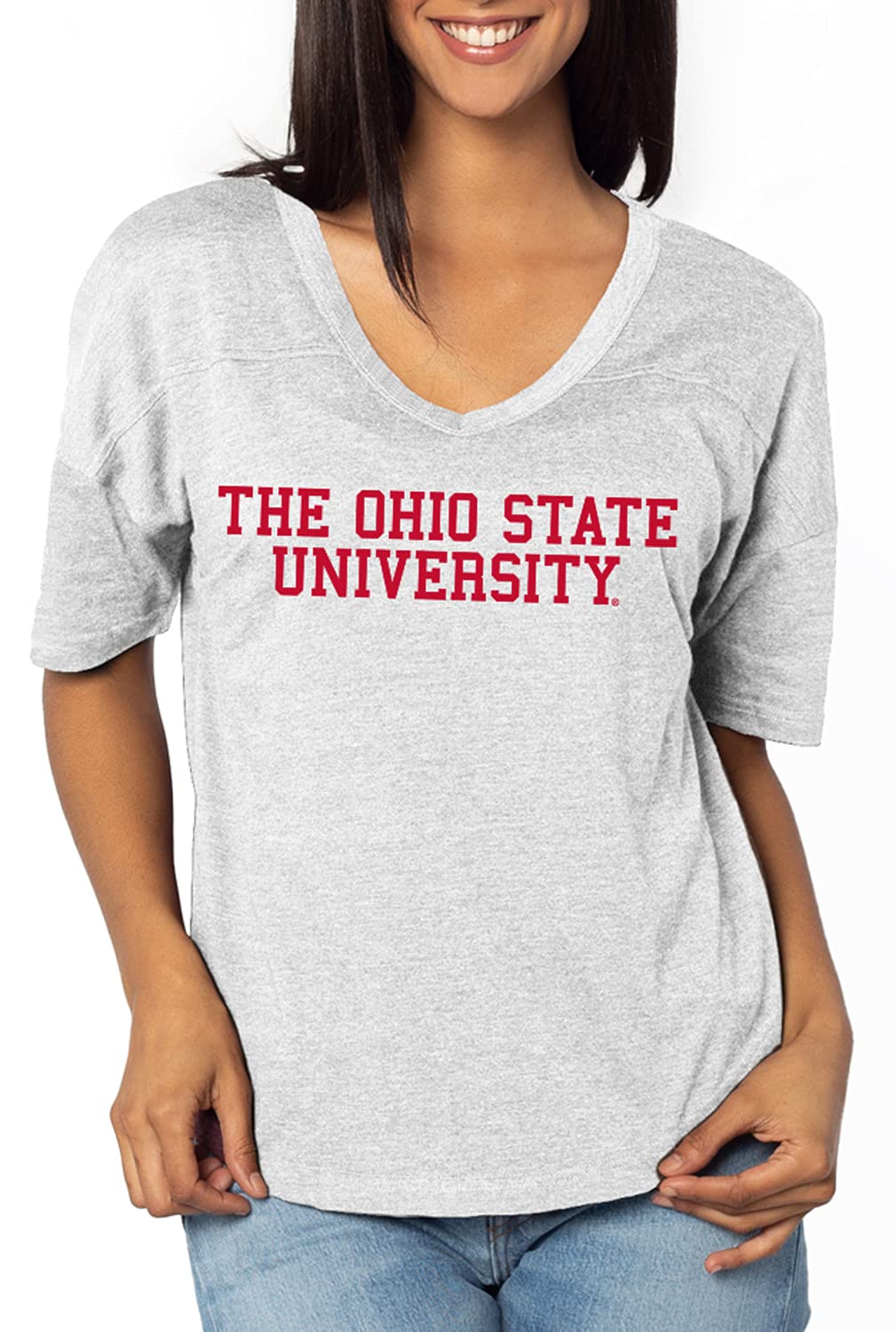 UG Apparel Women's V-Happy Jersey - Soft & Comfortable Short Sleeve T-Shirt for Casual Wear, Gym & Everyday Outfits | Trendy & Breathable Cotton Blend Top
