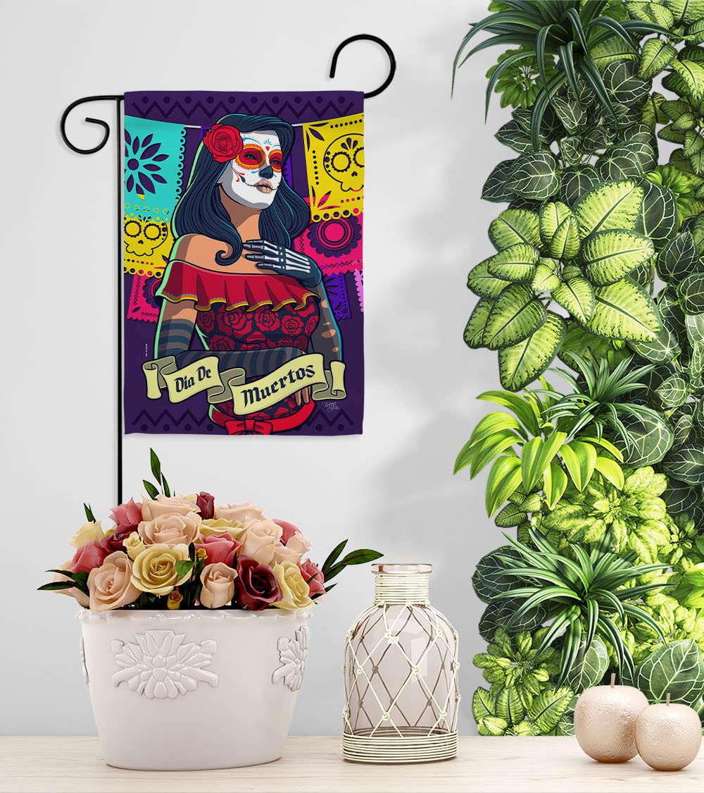 La Calavera Catrina Garden Flag Set - Day of Dead Decor for Fall & Mexican Parties