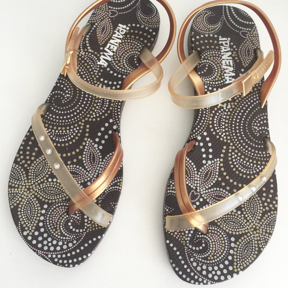 Ipanema Gold Strappy Flip Flops for Women - Comfortable Beach Sandals with Adjustable Ankle Strap | Perfect for Pool, Vacation & Summer Outfits
