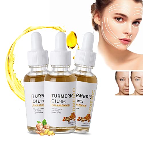 Glolabs Turmeric Serum for Dark Spots & Brightening - Turmeric Oil Dark Spot Corrector for Face, Neck & Eye - Hydrating Serum for Dull & Dry Skin - 3 Pack - Perfect for Daily Skincare Routine & Hyperpigmentation Treatment