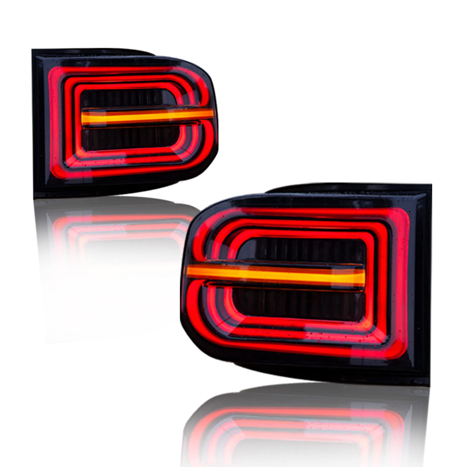 2007-2017 Toyota FJ Cruiser LED Tail Lights with DRL & Sequential Turn Signal - Black Rear Lamp Assembly with Start-up Animation | Auto Accessories for Off-Road & Urban Driving