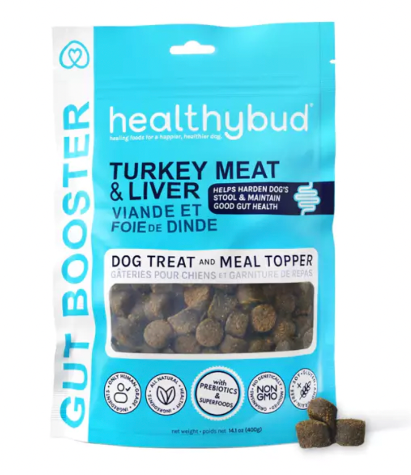 Healthybud Dog Treats for Gut Health - Turkey & Liver Flavor (4.5oz/130g) | Probiotic Supplement for Dogs | Supports Digestion & Immune System | Perfect for Training Rewards & Daily Snacks