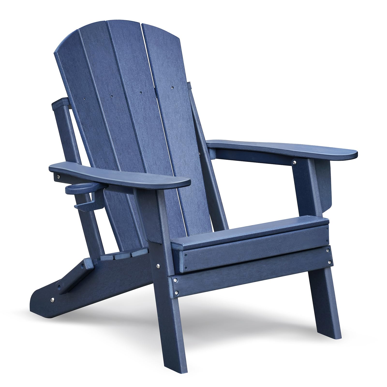 Premium Poly Lumber Adirondack Chair - Heavy Duty Weatherproof Outdoor Furniture with Ergonomic Design for Patio, Garden, Poolside & Backyard Relaxation (Navy, Folding)
