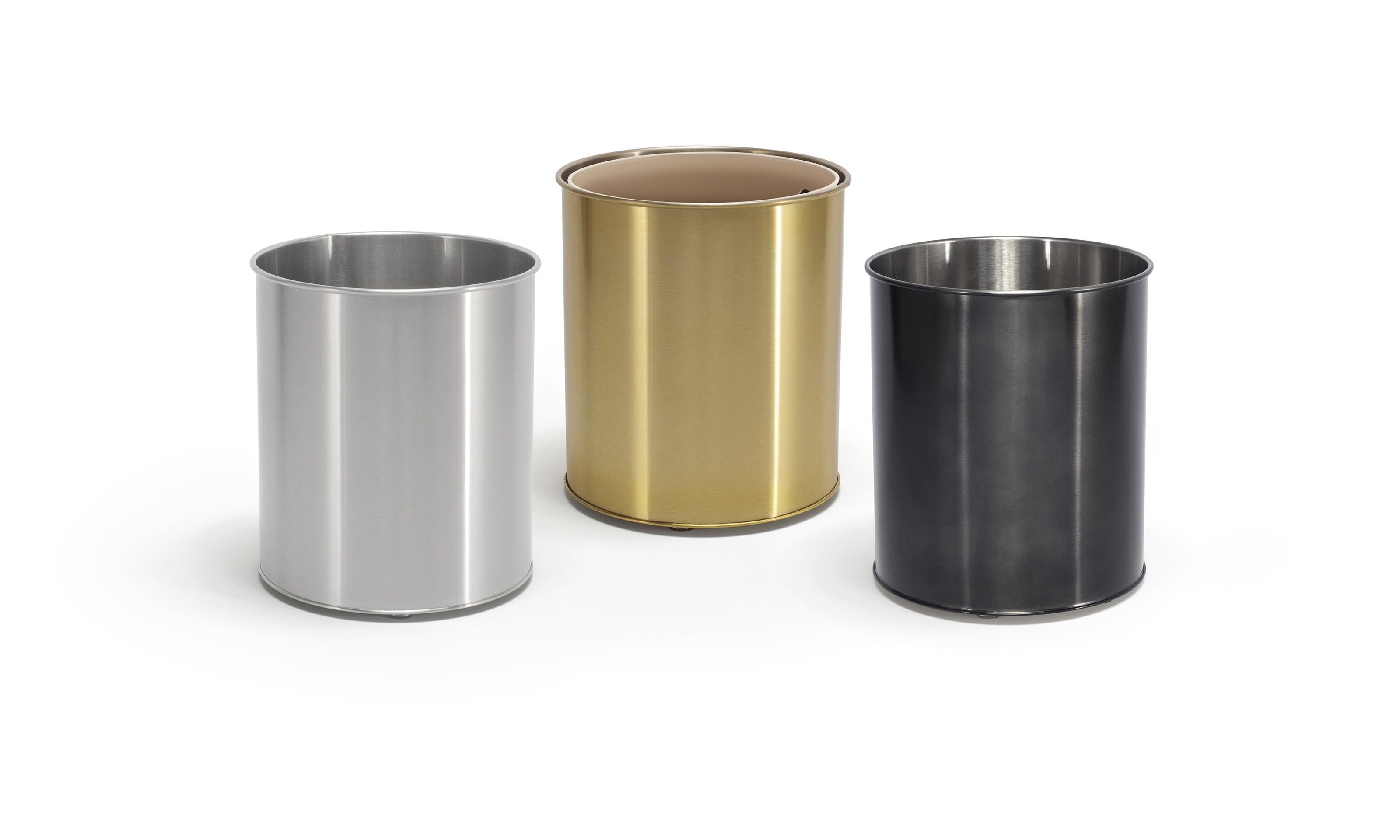 Brushed Stainless Steel Trash Can - 7 Quart Small Wastebasket - Set of 4 - Perfect for Office, Bathroom, Kitchen & Bedroom Garbage Disposal