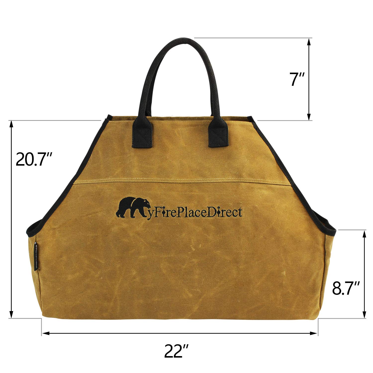 Heavy Duty Waxed Canvas Firewood Tote Bag - Extra Large Log Carrier with Reinforced Handles & Embroidered Logo - Durable Wood Hauling Bag for Camping, Fireplace & Outdoor Use