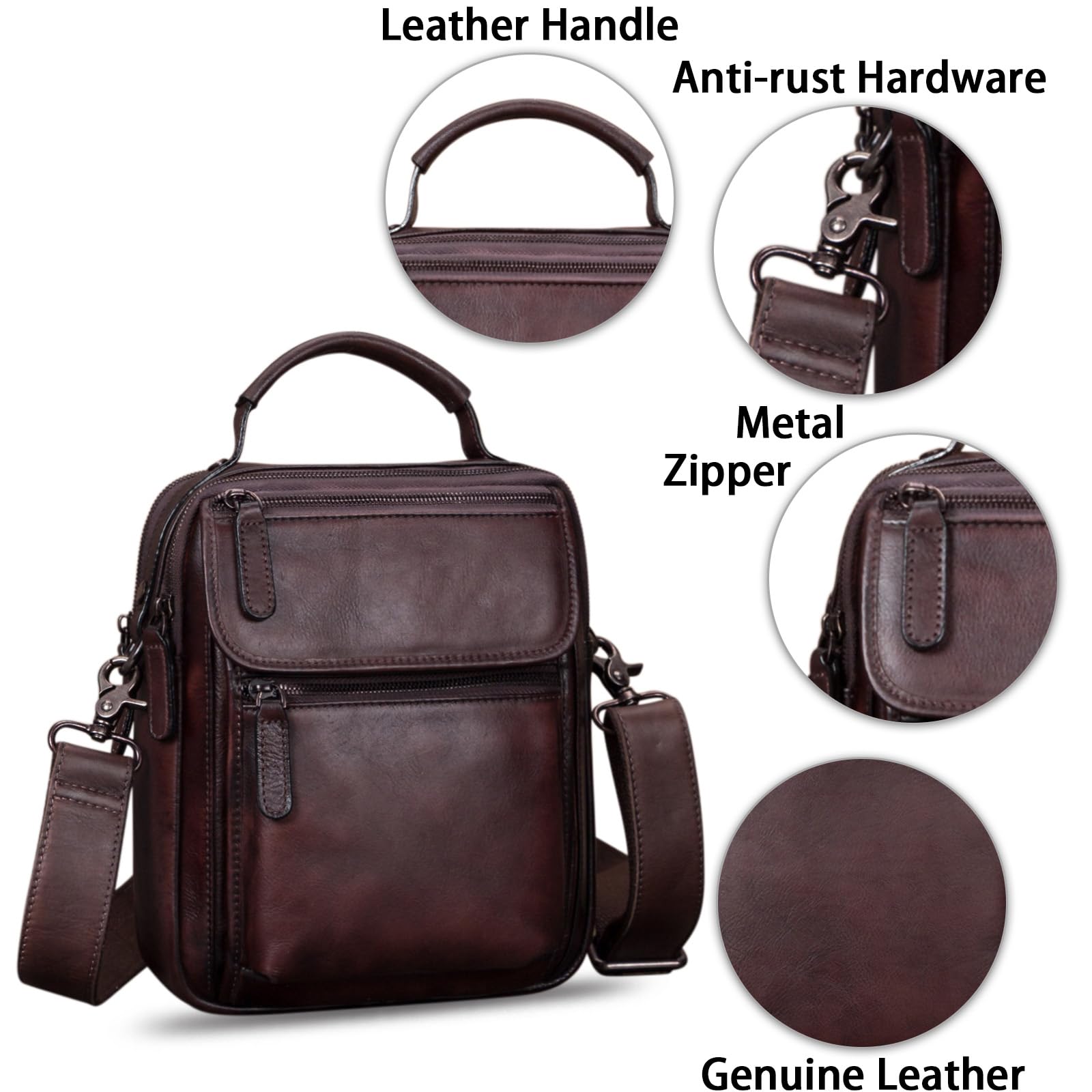 IVTG Genuine Leather Messenger Bag for Men - Durable Crossbody Shoulder Bag, Business Satchel & Work Purse - Perfect for Office, Commuting & Travel Accessories