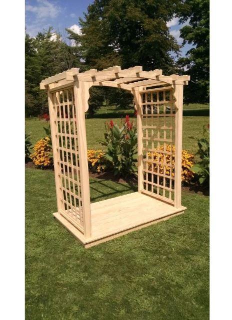 Amish Handcrafted Pine Cambridge Arbor & Deck - Premium Outdoor Garden Furniture for Patio, Deck & Backyard Relaxation