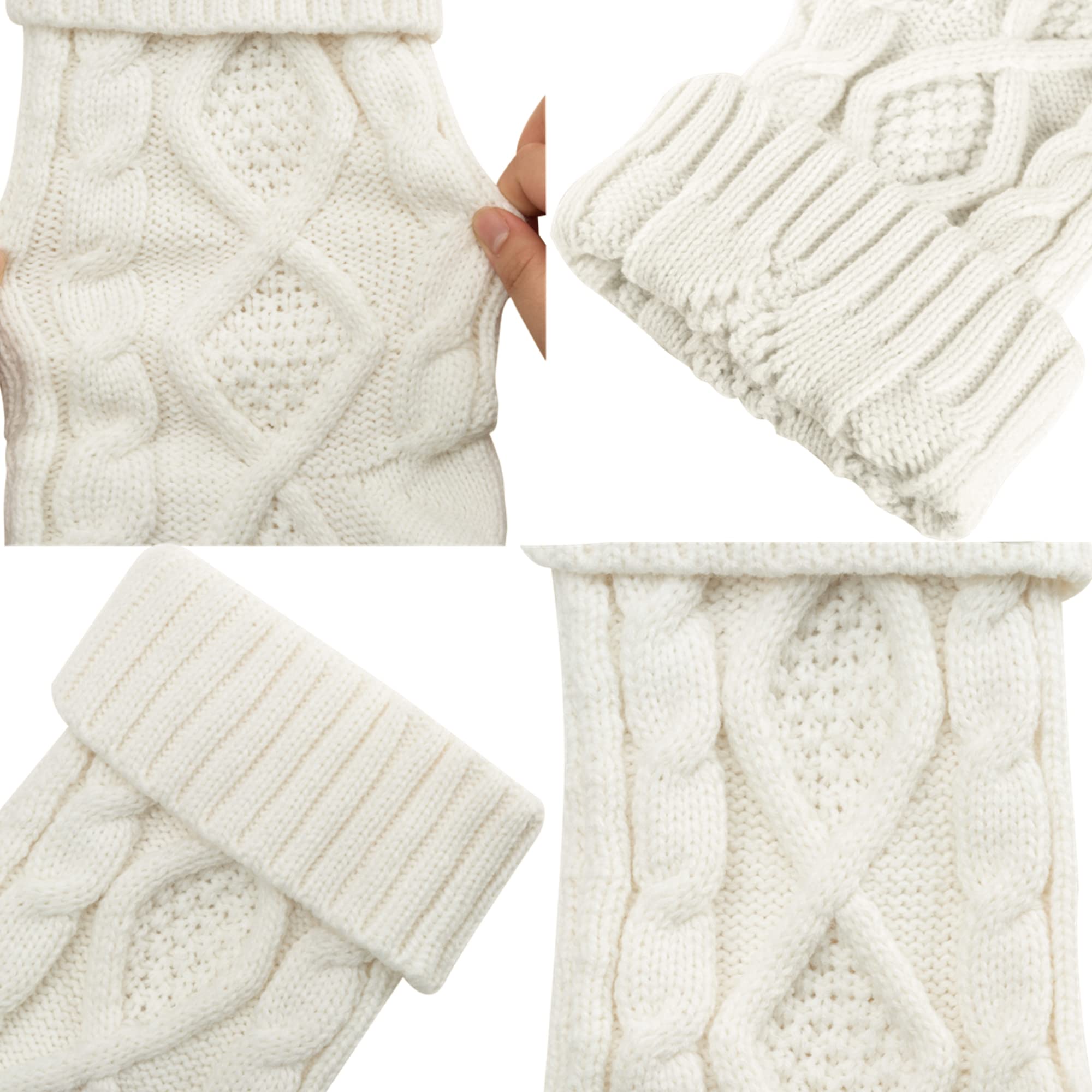 4-Pack 14 Inch Knit Christmas Stockings - Burgundy, Green, Ivory & Gray for Holiday Decor, Fireplace Mantel & Festive Gift Giving