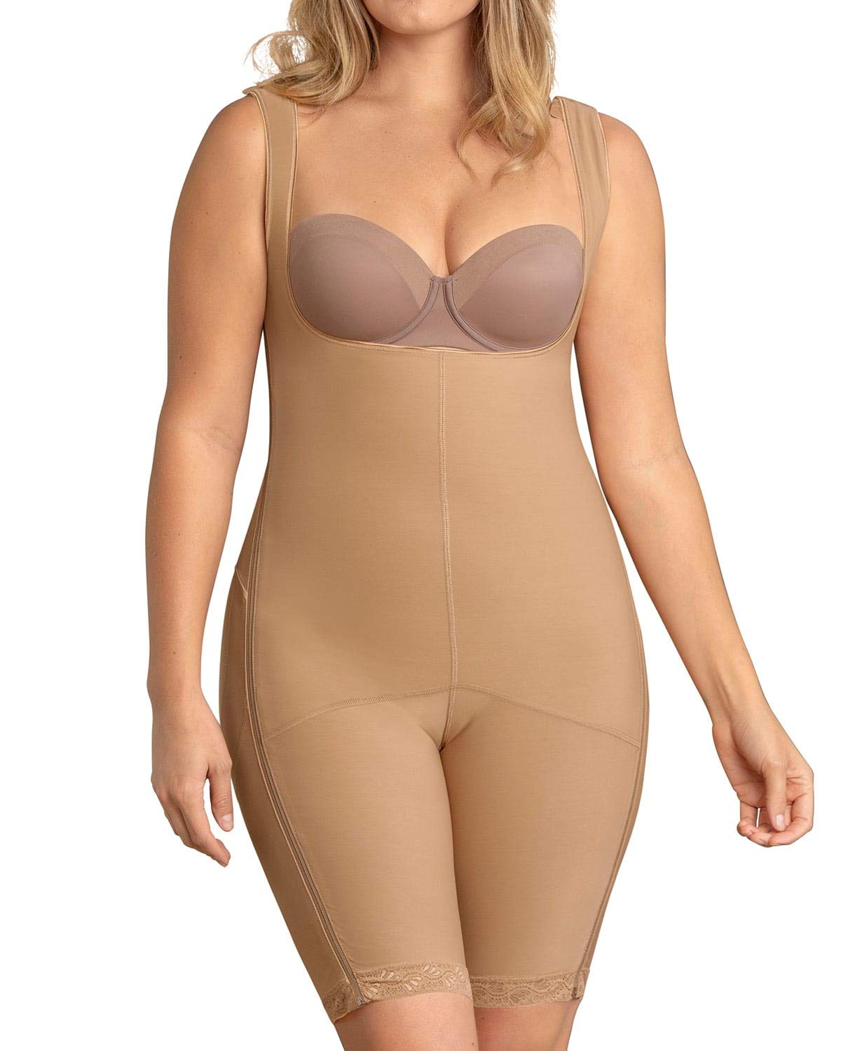 Leonisa Women's Power Body Shaper with Thigh Slimmer - Tummy Control Shapewear for Waist Training, Postpartum & Everyday Wear