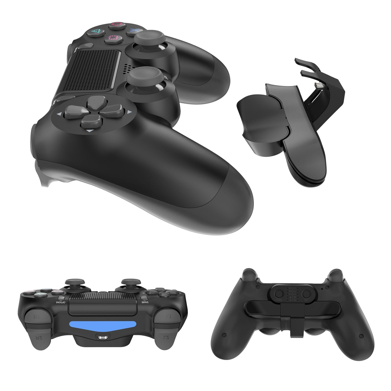 Rehomy Ergonomic Controller Paddles with 10 Key Mappings - Back Button Attachment for PS4 Controller - Perfect for FPS, Racing & Competitive Gaming