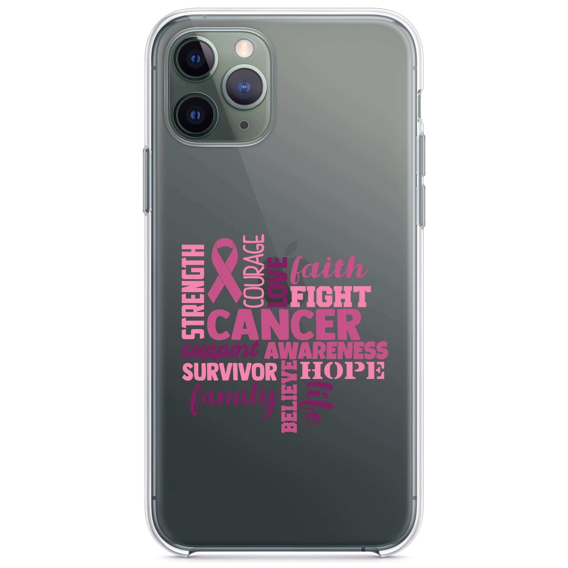 DistinctInk Clear Shockproof Hybrid Case for iPhone 13 Pro MAX (6.7 Inch) - TPU Bumper with Acrylic Back & Tempered Glass Screen Protector - Pink Ribbon Cancer Awareness Design - Perfect for Daily Protection, Work, and Travel