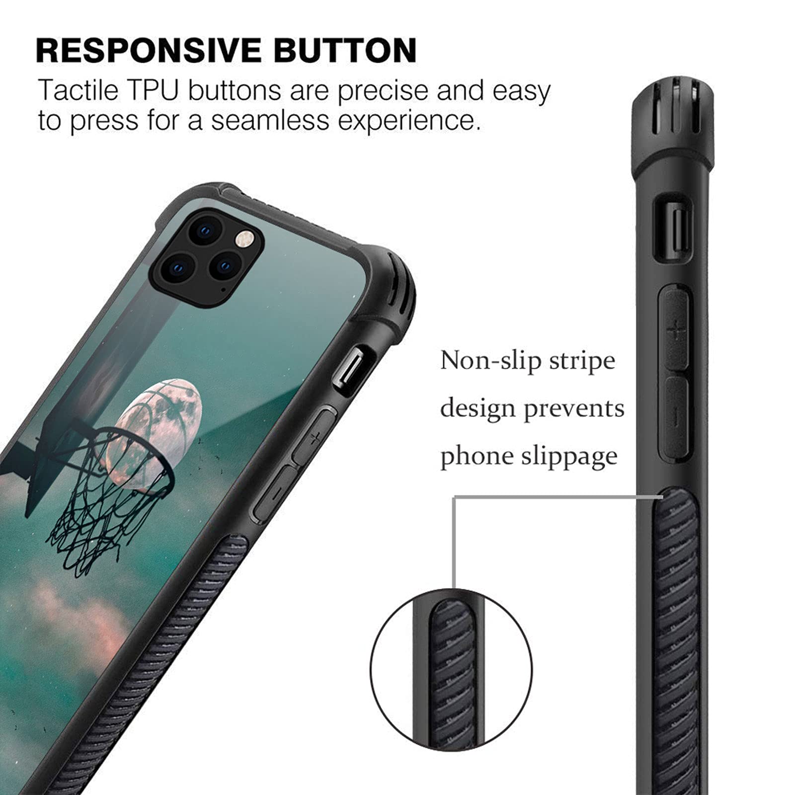 CARLOCA iPhone 13 Pro Max Case - Moon Basketball Love Graphic Design, Shockproof Anti-Scratch Protective Cover with Drop Protection | Perfect for Sports Fans, Outdoor Activities & Daily Use