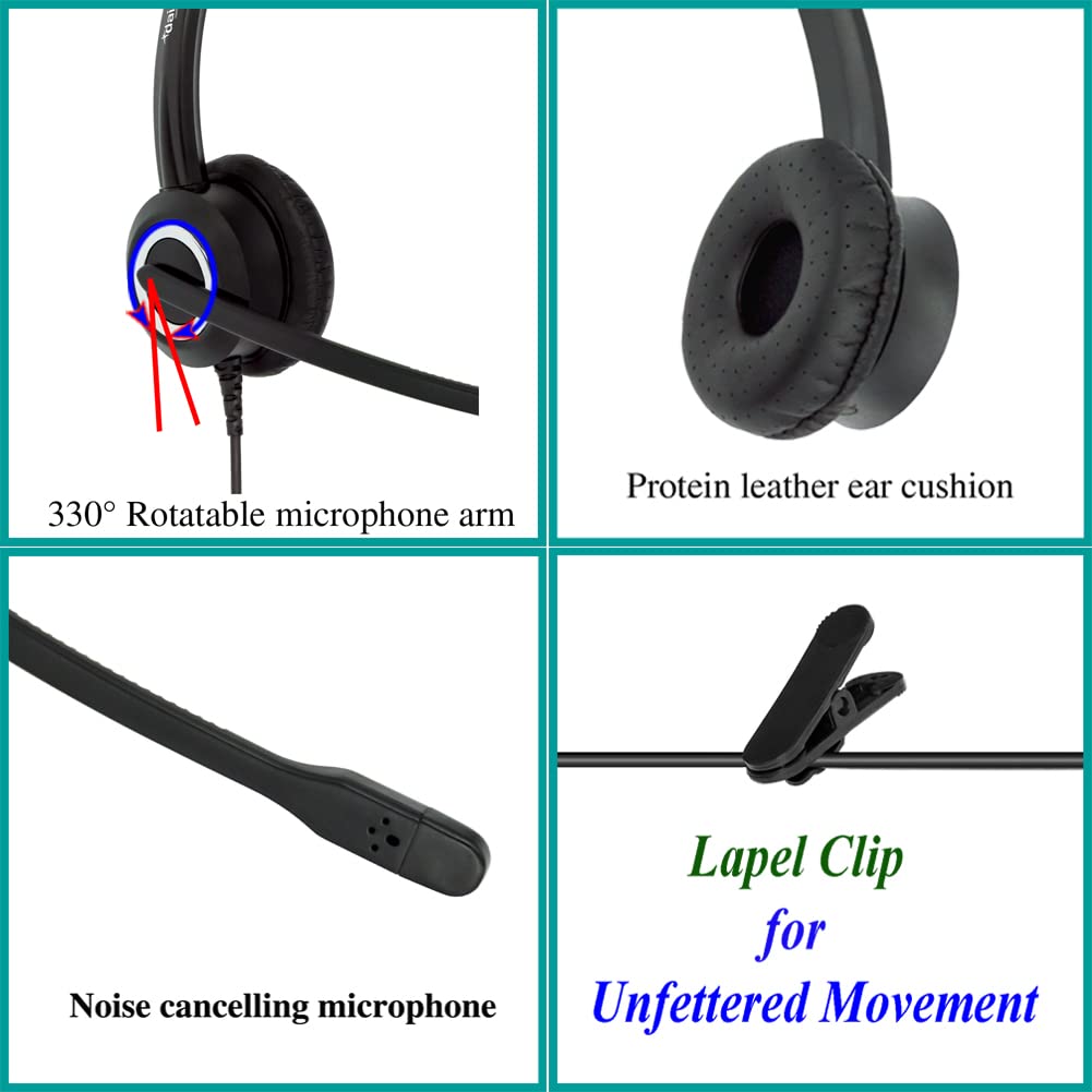 Avaya Headset HD Voice with HIS Adapter - Compatible with Avaya 1600/9600/J100 Series IP Phones - Includes 3.5mm Adapter (Monaural) - Perfect for Office Calls, Customer Service & Remote Work