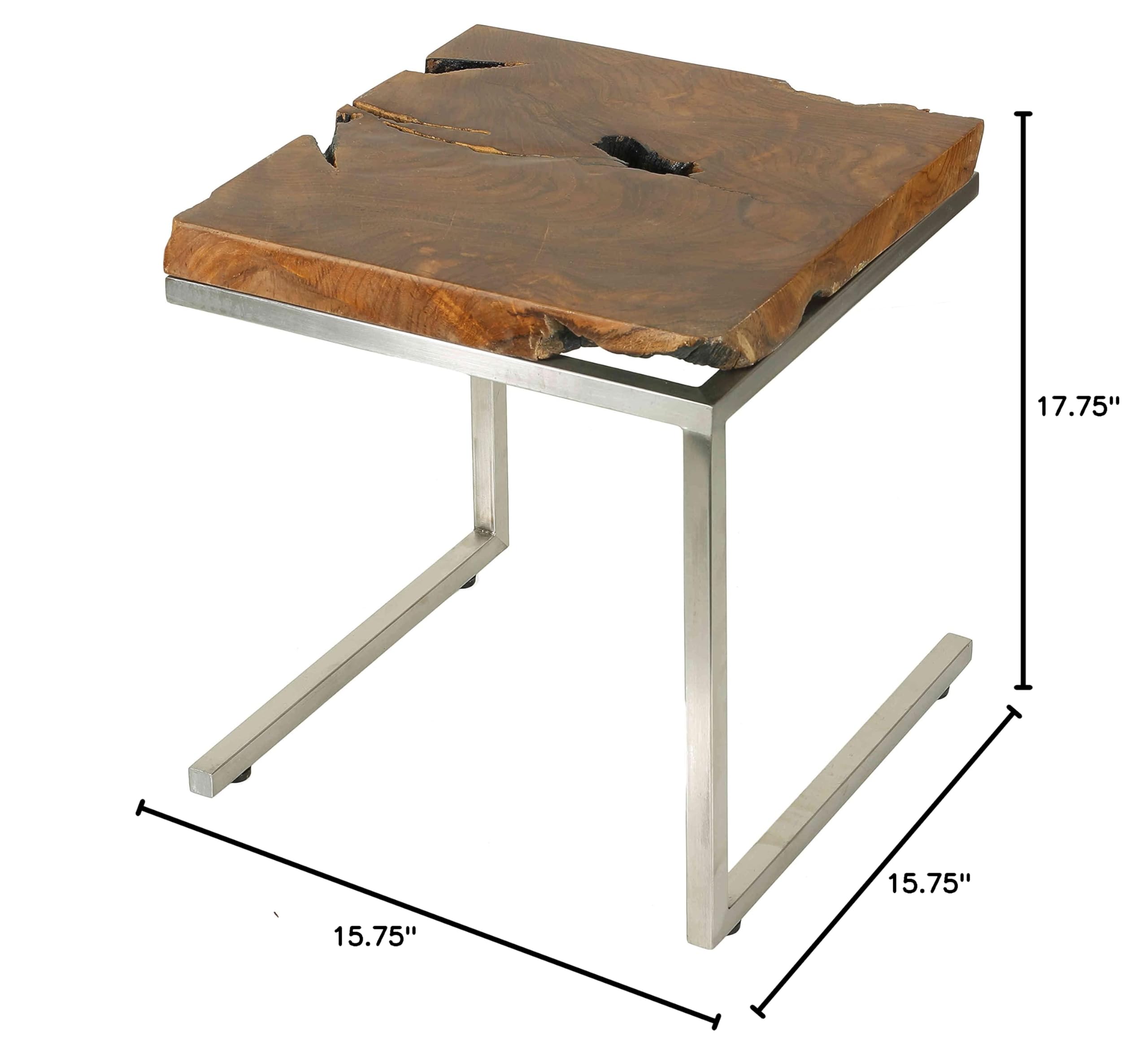 Bare Decor Teak End Table - Matte Finish Legs for Living Room