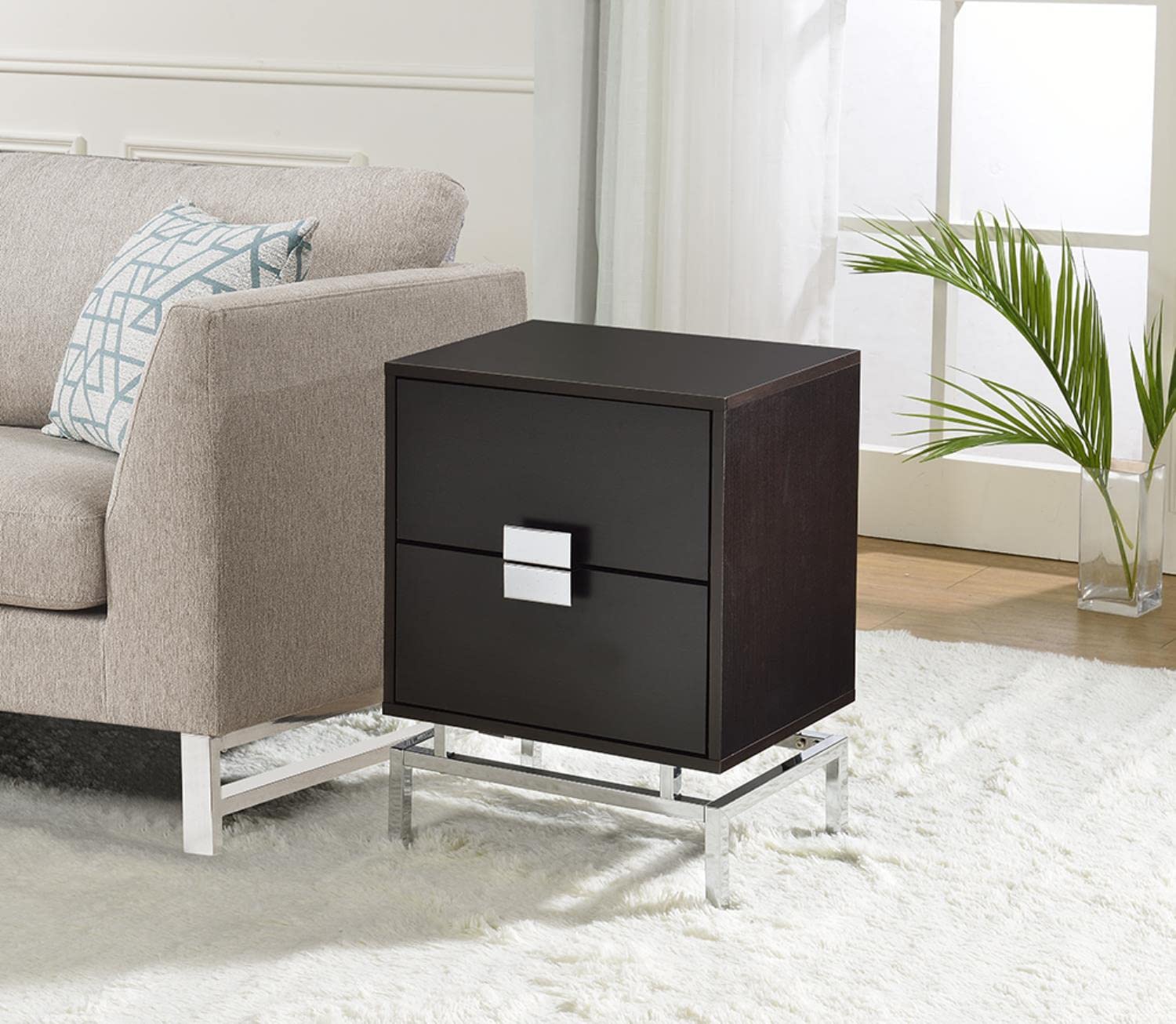 Lydia Accent Table - Cappuccino Finish Small Side Table for Living Room, Bedroom & Office - Modern End Table with Sturdy Metal Base - Perfect for Home Decor, Coffee Table Alternative & Compact Spaces