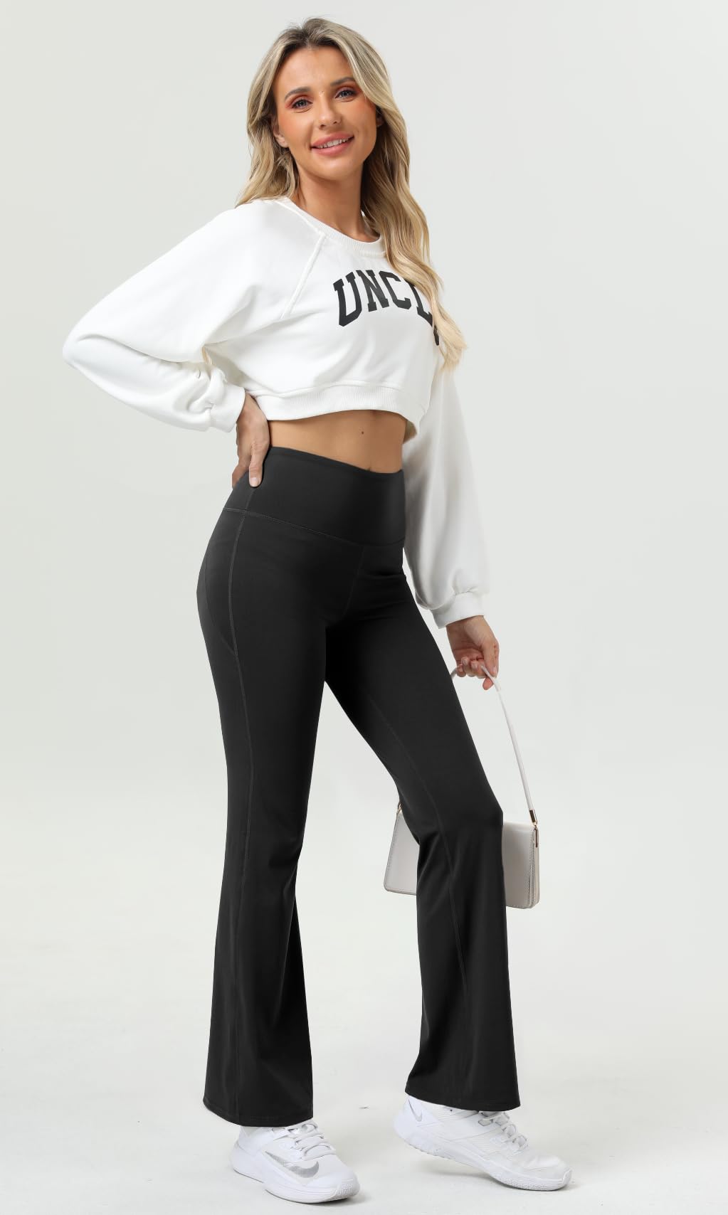 High Waist Flare Yoga Pants for Women with Pockets - Bootcut Tummy Control Workout Leggings - Perfect for Yoga, Gym & Everyday Wear