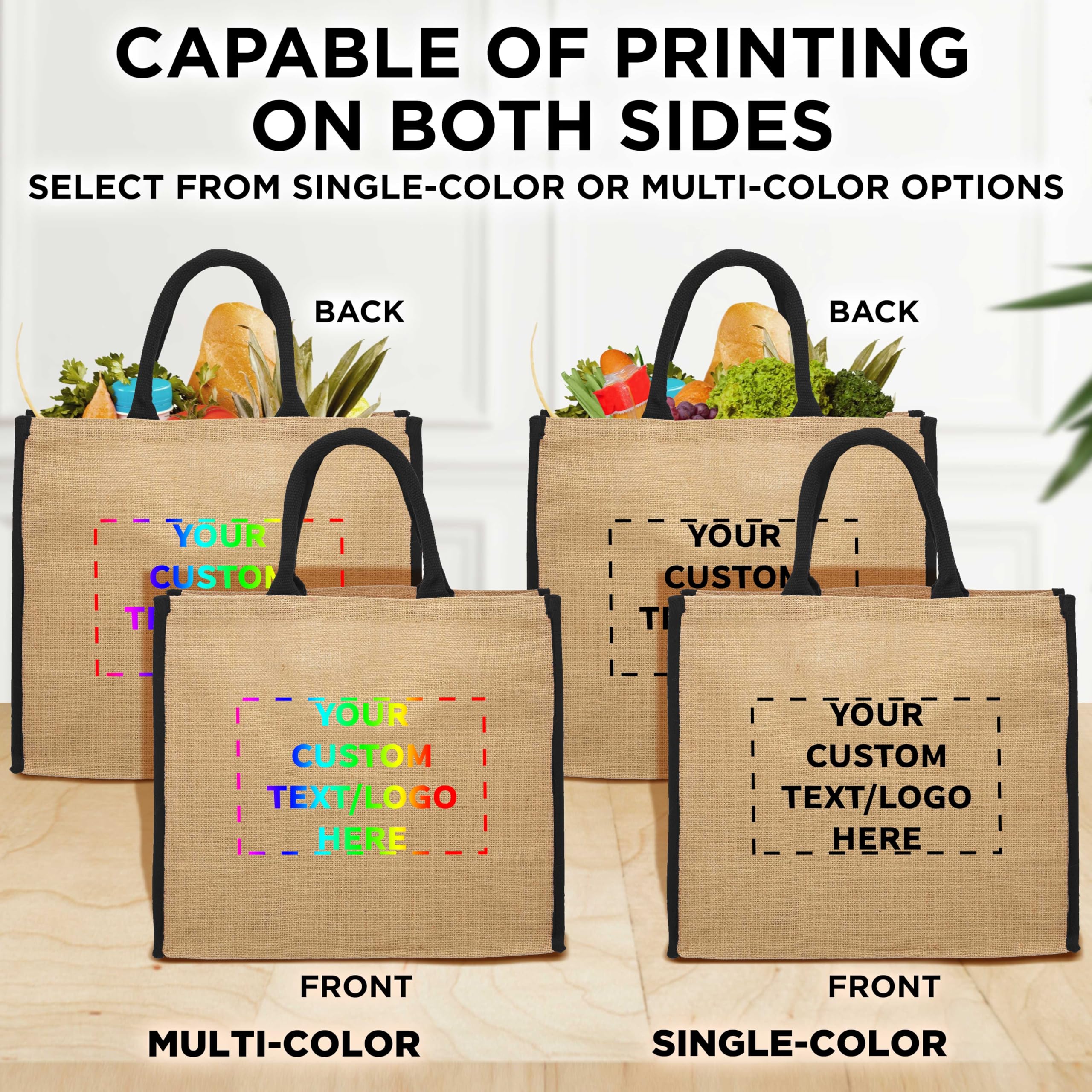 Custom Fresno Eco-Friendly Jute Tote Bags - Bulk Pack of 50 Personalized Reusable Shopping Bags | Perfect for Trade Shows, Grocery Shopping, Outdoor Events & Corporate Gifts - Blue