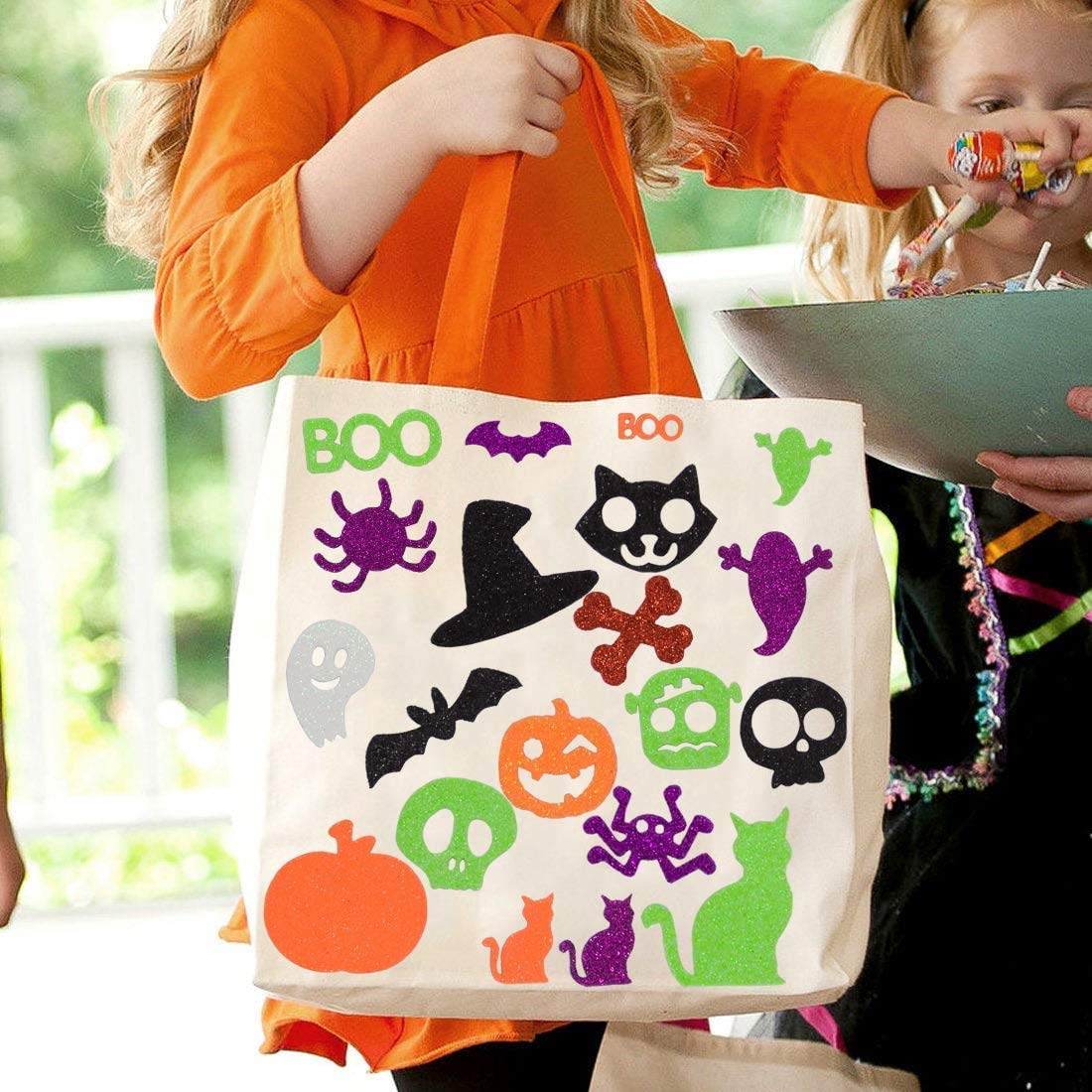 800 Pcs Halloween Stickers for Kids - Glitter Foam Pumpkin Shape Self-Adhesive Craft Stickers for Party Decorations | Perfect for Classroom Activities, Trick-or-Treat Bags & DIY Halloween Projects