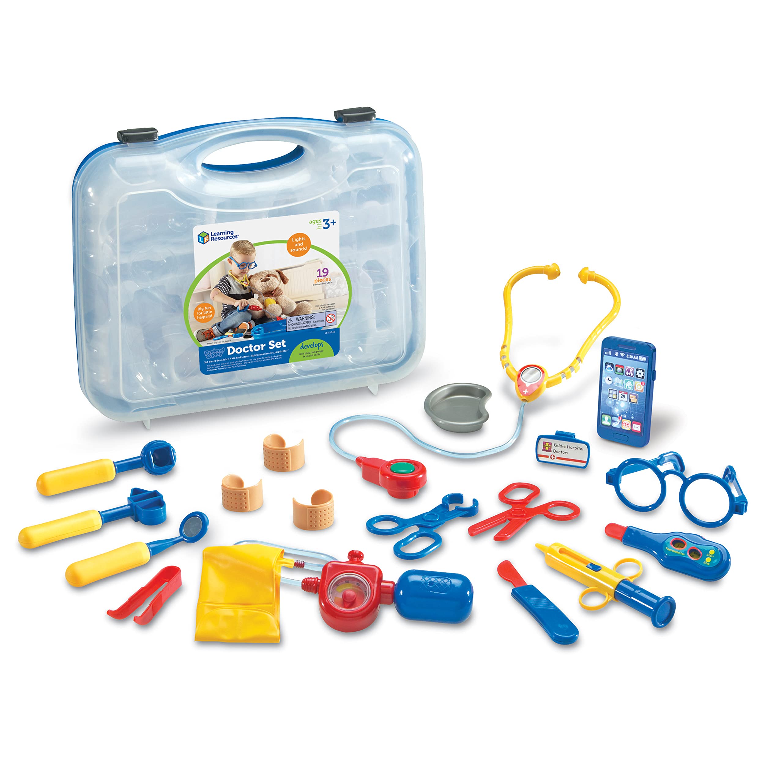Learning Resources Pretend & Play Doctor Set - 19 Piece Blue Medical Kit for Kids Ages 3+, Toddler Doctor Toy for Role Play & Social Emotional Learning | Perfect for Preschool Playtime, Birthday Gifts & Classroom Activities