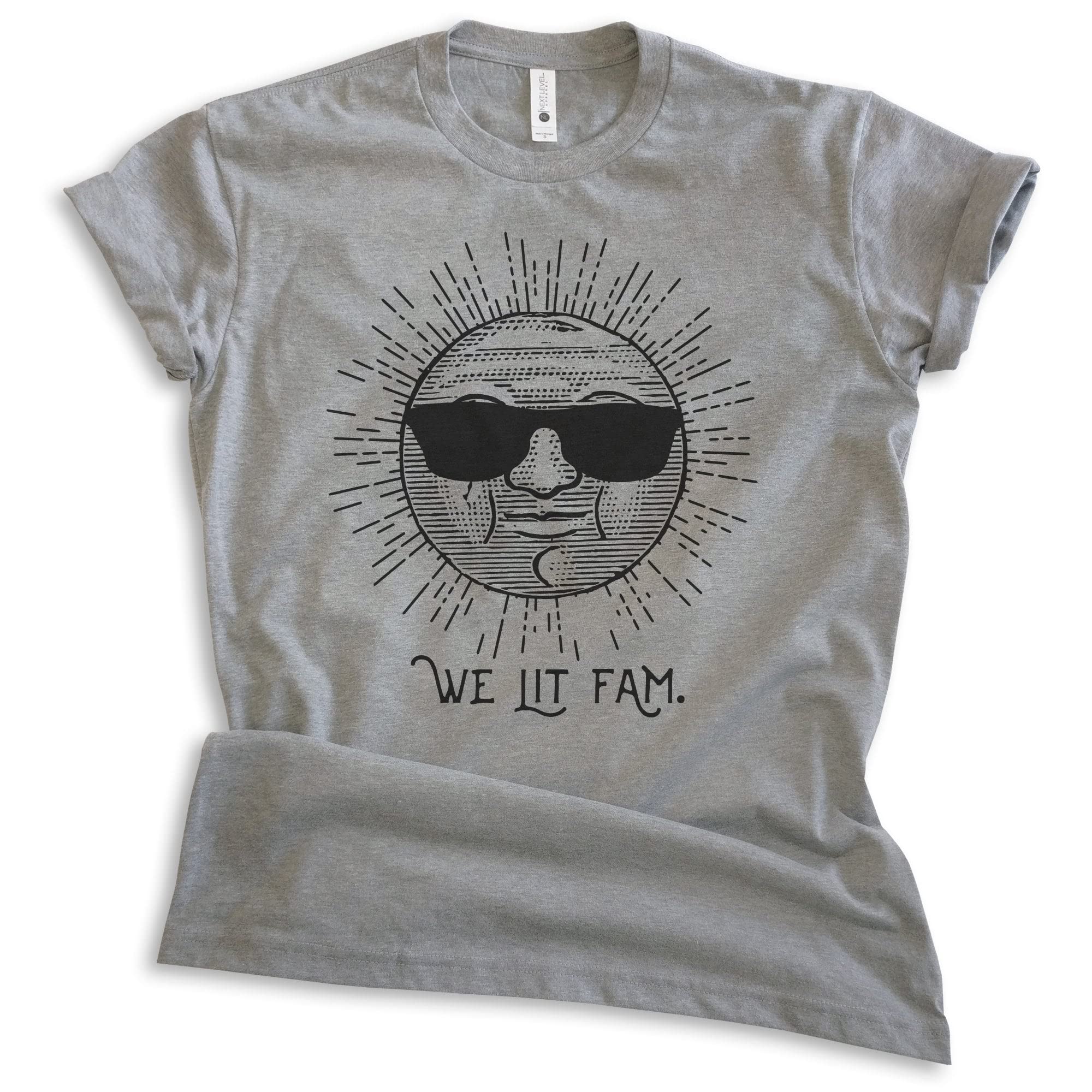 EVERTREE CLOTHING We Lit Fam Shirt - Unisex UV Protection Sun Shirt for Men & Women - Lightweight Casual Wear for Beach, Hiking & Outdoor Activities