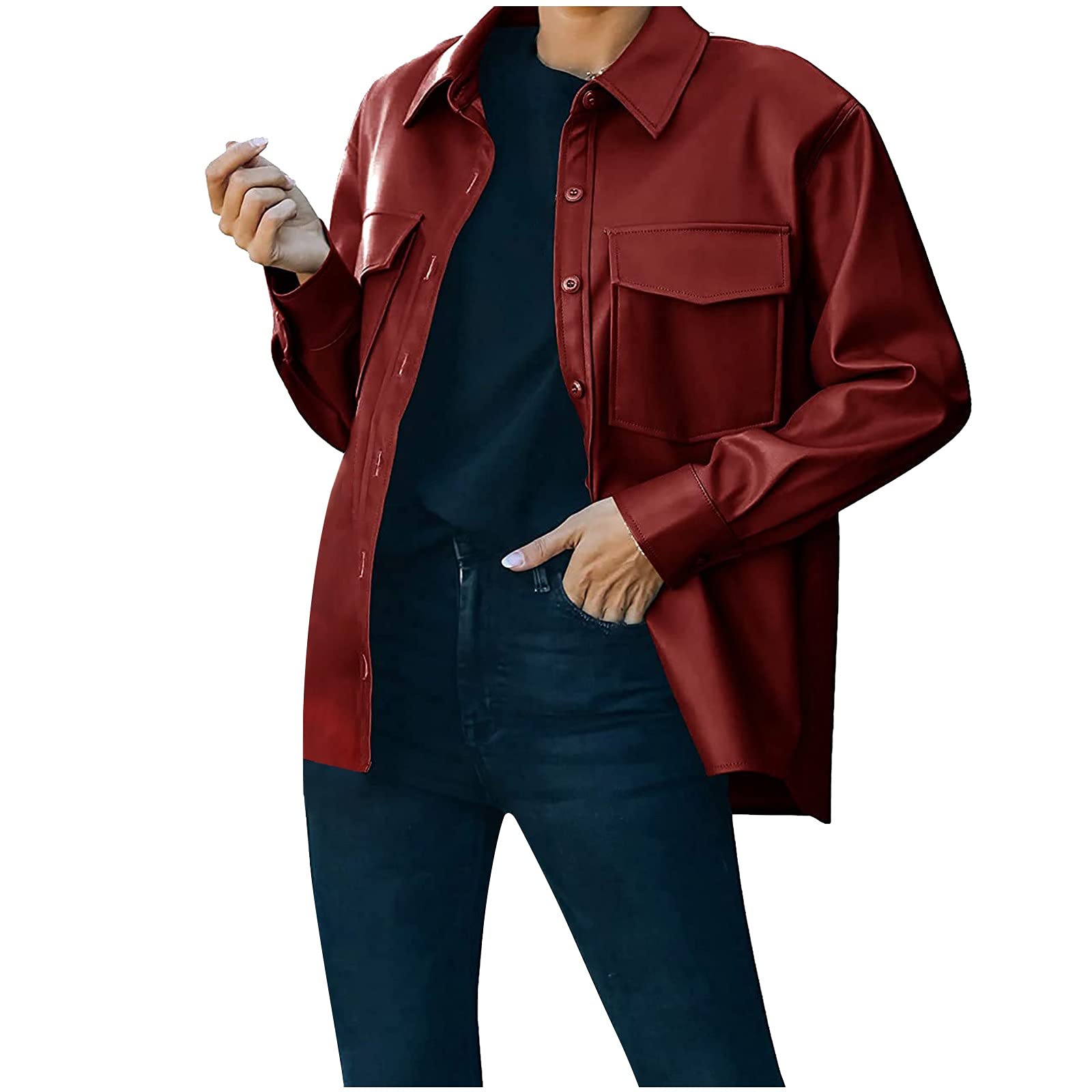 Gemira Women's Cropped Long Sleeve Blouse with Chest Pockets & Buttons - Slim Fit Casual Top for Work, Date Night & Going Out | Office Wear, Street Style & Everyday Fashion