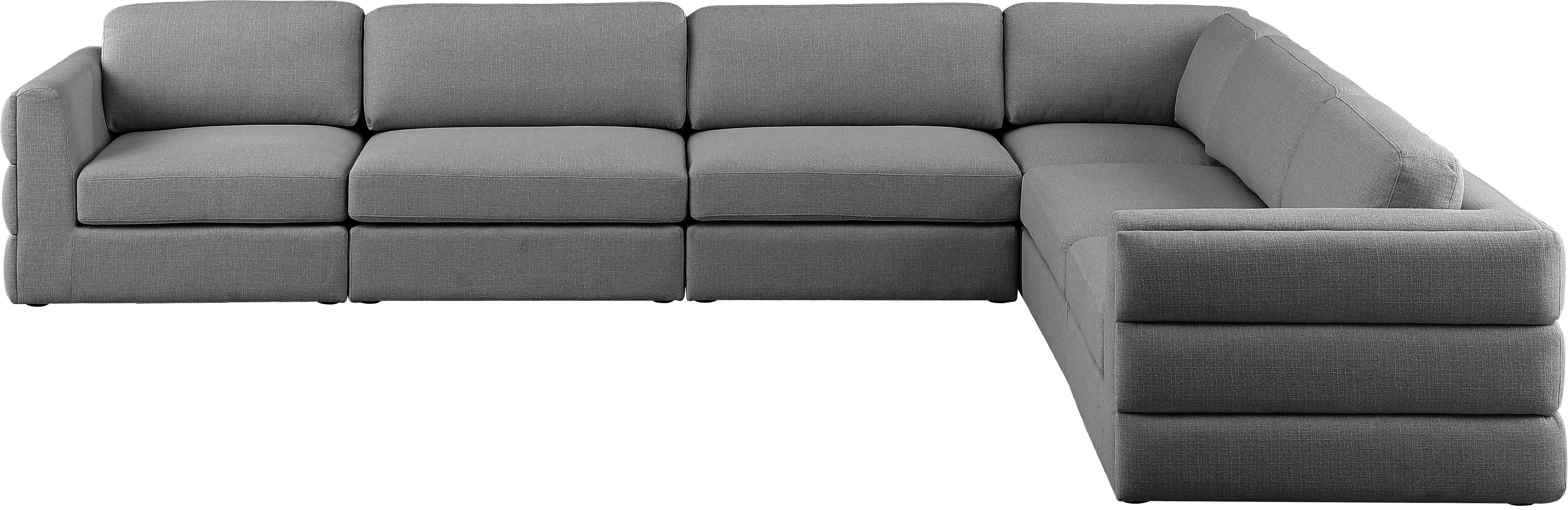 Beckham Durable Linen Textured Fabric Modular Sectional Sofa - Modern L-Shaped Couch for Living Room, Family Room & Home Theater Comfort