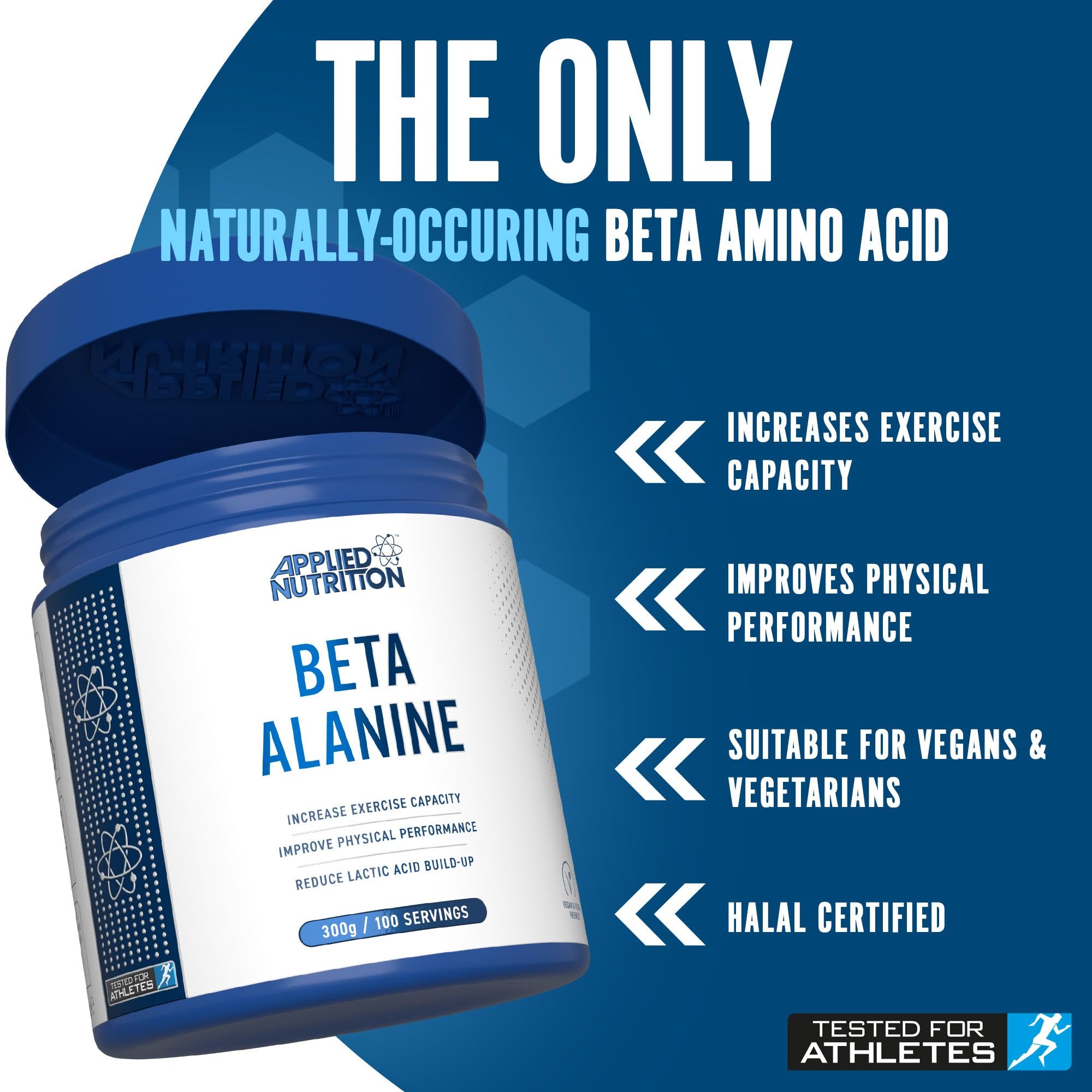 Applied Nutrition Beta Alanine Powder - Premium Pre-Workout Supplement for Muscle Endurance & Performance | Ideal for Gym, Running & High-Intensity Training