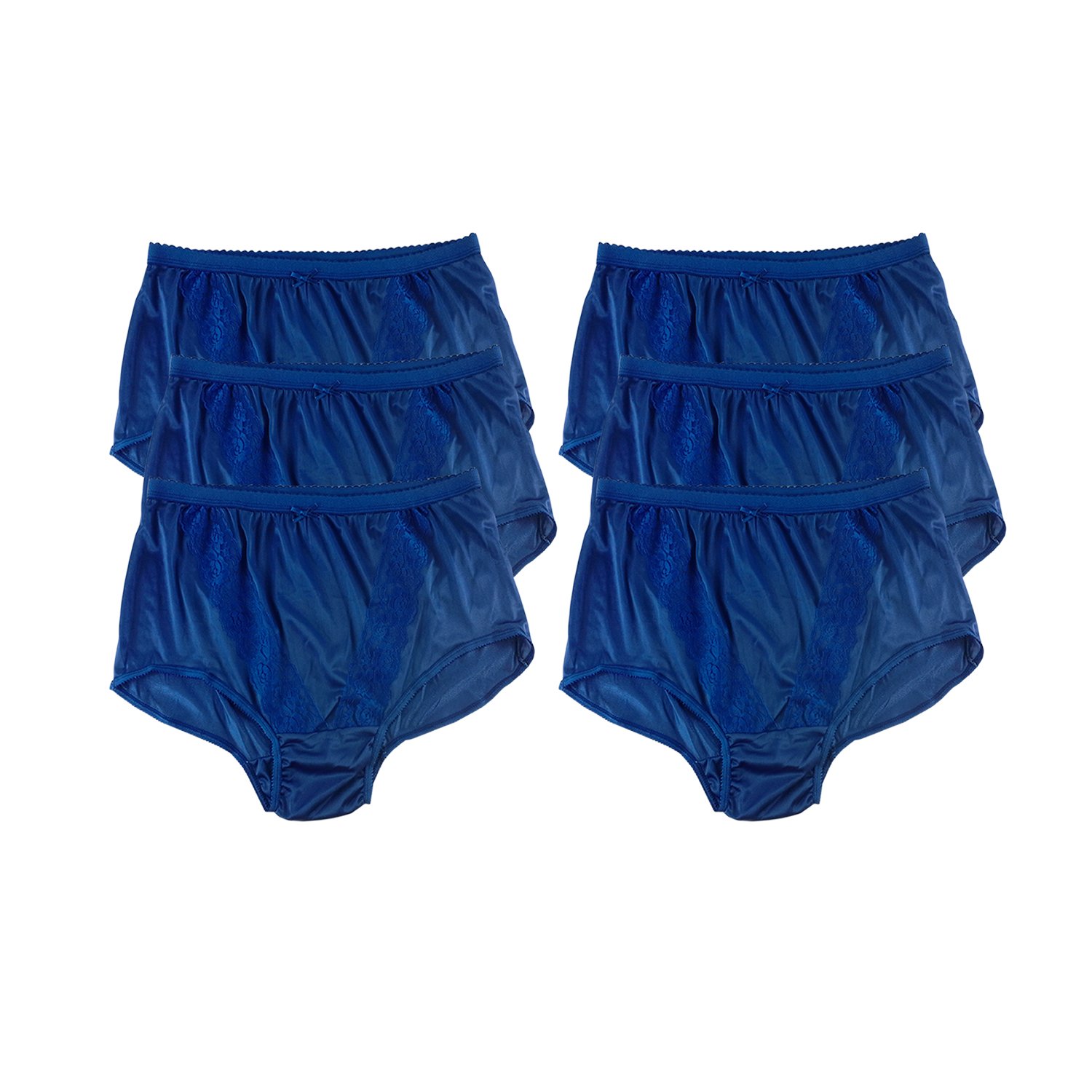 KJS Navy Blue Women's Plus Size High Waist Briefs - 6 Pack Silky Nylon Underwear | Comfortable Lingerie for Everyday Wear & Special Occasions