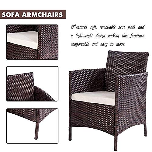 4-Piece Outdoor PE Rattan Patio Furniture Set with Cushions & Glass Coffee Table - Garden, Yard, Poolside, Backyard Sofa Seating Group for Relaxing & Entertaining