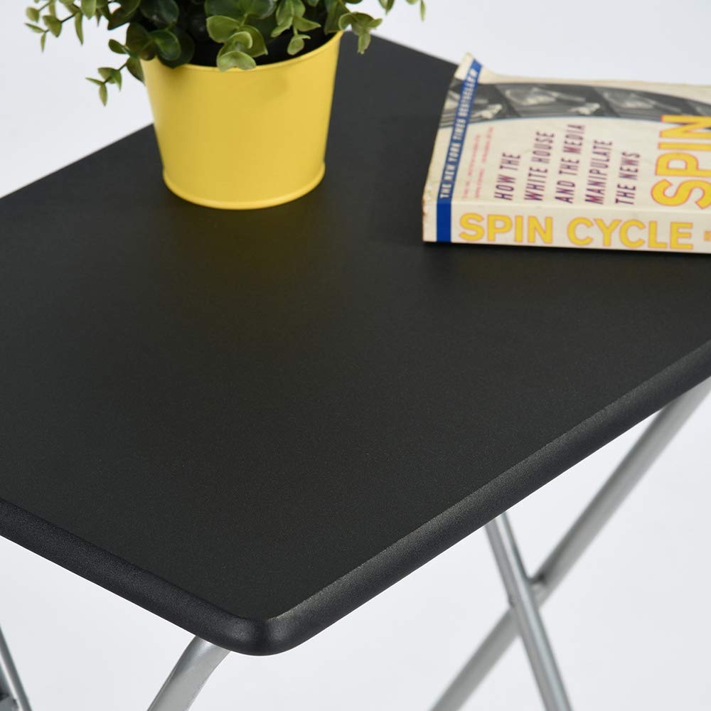 COZYCASA Set of 2 Folding Laptop Desks - No Assembly Required Space-Saving X-Shaped Metal Frame TV Trays for Sofa, Bed & Study - Perfect for Small Rooms, Dorms & Home Offices (Black)