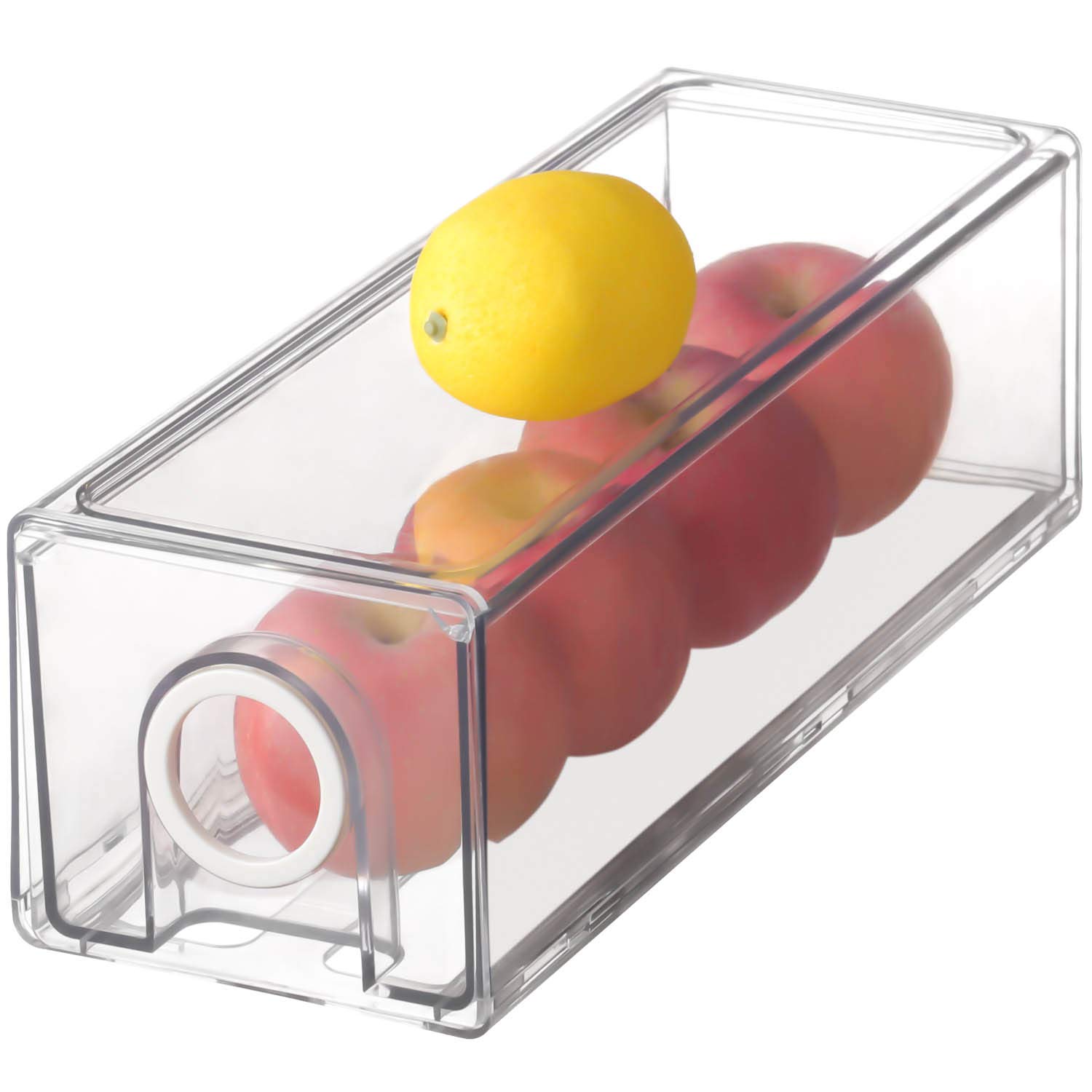 UNIKON 1PC Clear Plastic Refrigerator Organizer Bin - BPA Free Pantry Storage Drawer for Freezers, Countertops & Cabinets - 13.4”x4.92”x4.4” White - Perfect for Kitchen, Bathroom & Office Organization