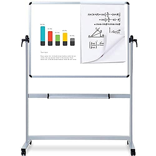 VIZ-PRO 72 x 48 Inches Double-Sided Magnetic Whiteboard with Aluminum Frame & Stand - Includes 12 Dry Erase Markers & 3 Colored Erasers - Perfect for Offices, Classrooms & Home Use